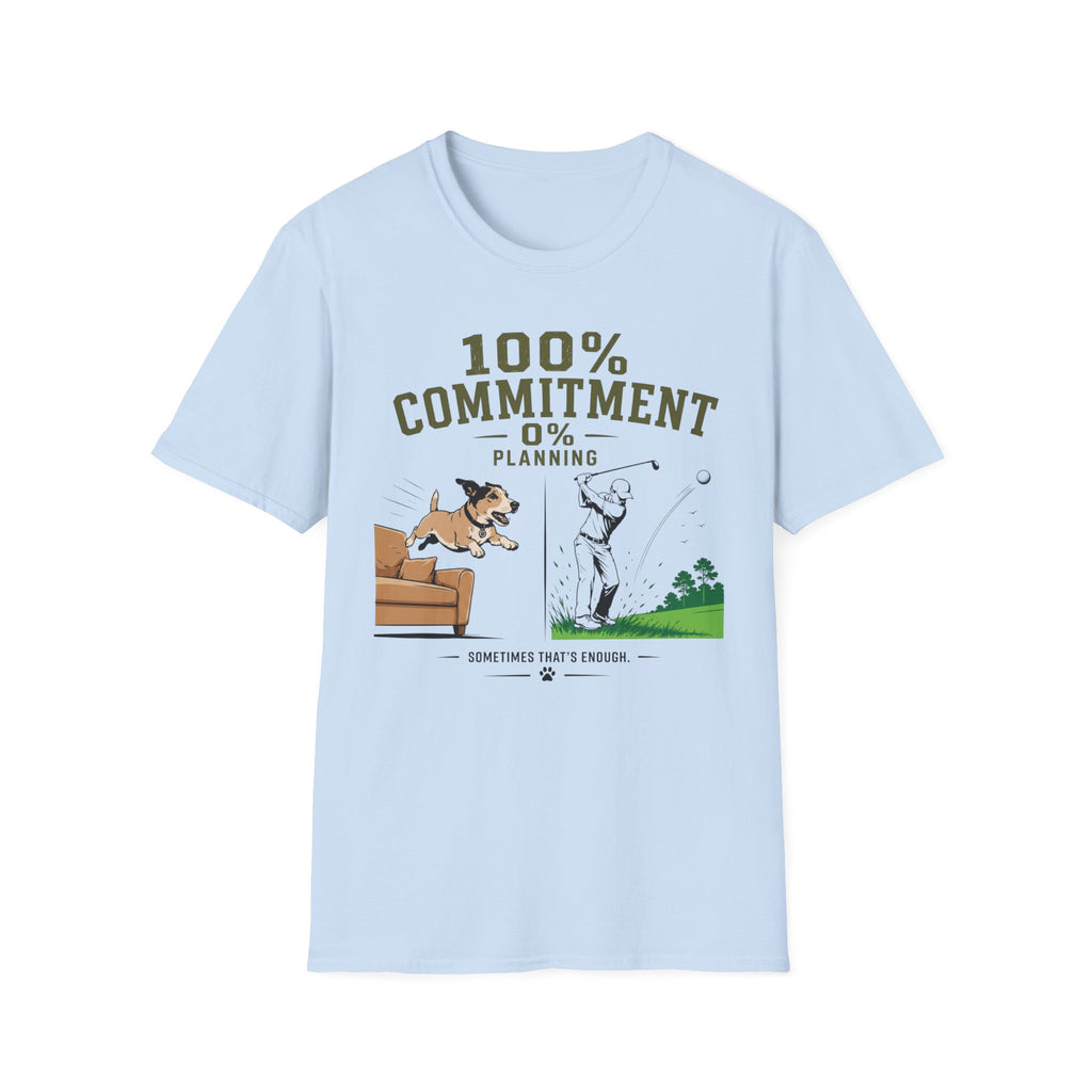100% Commitment Golf T‑Shirt - Golfer & Dog Tee