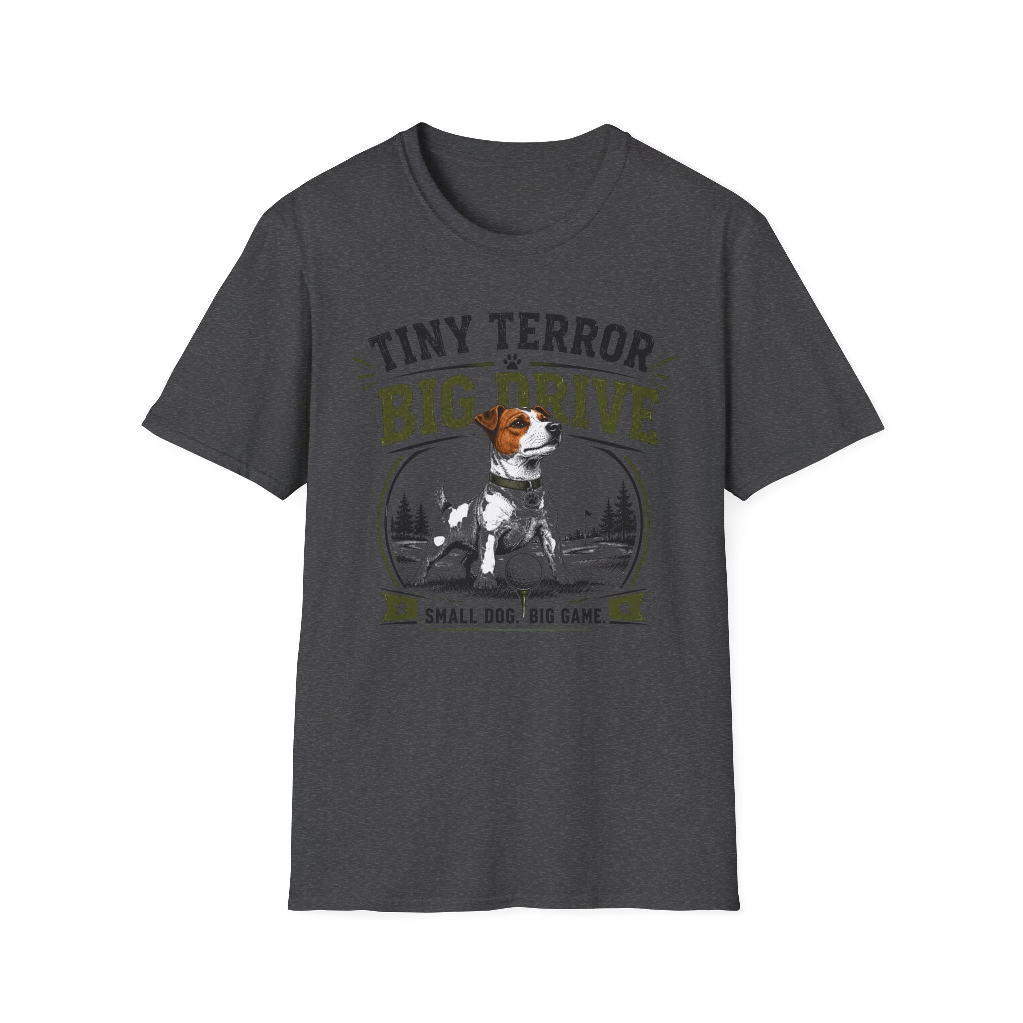 T-Shirt — "Tiny Terror, Big Drive" Hunting Dog Graphic