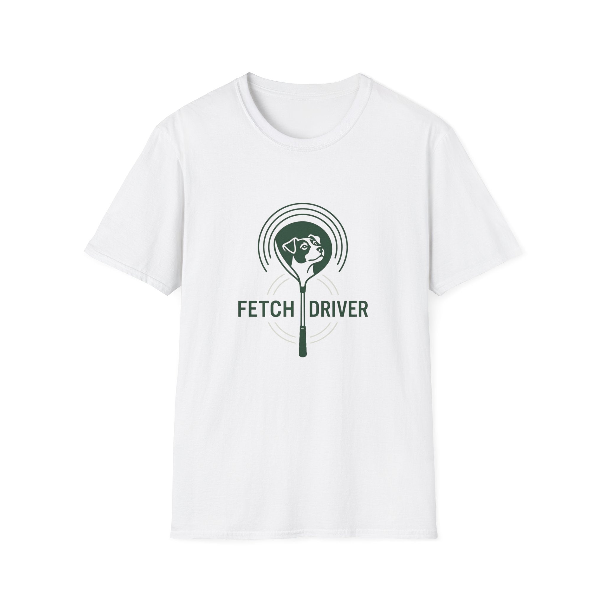 Fetch Driver T‑Shirt — Retro Tennis Ball & Dog Logo Tee