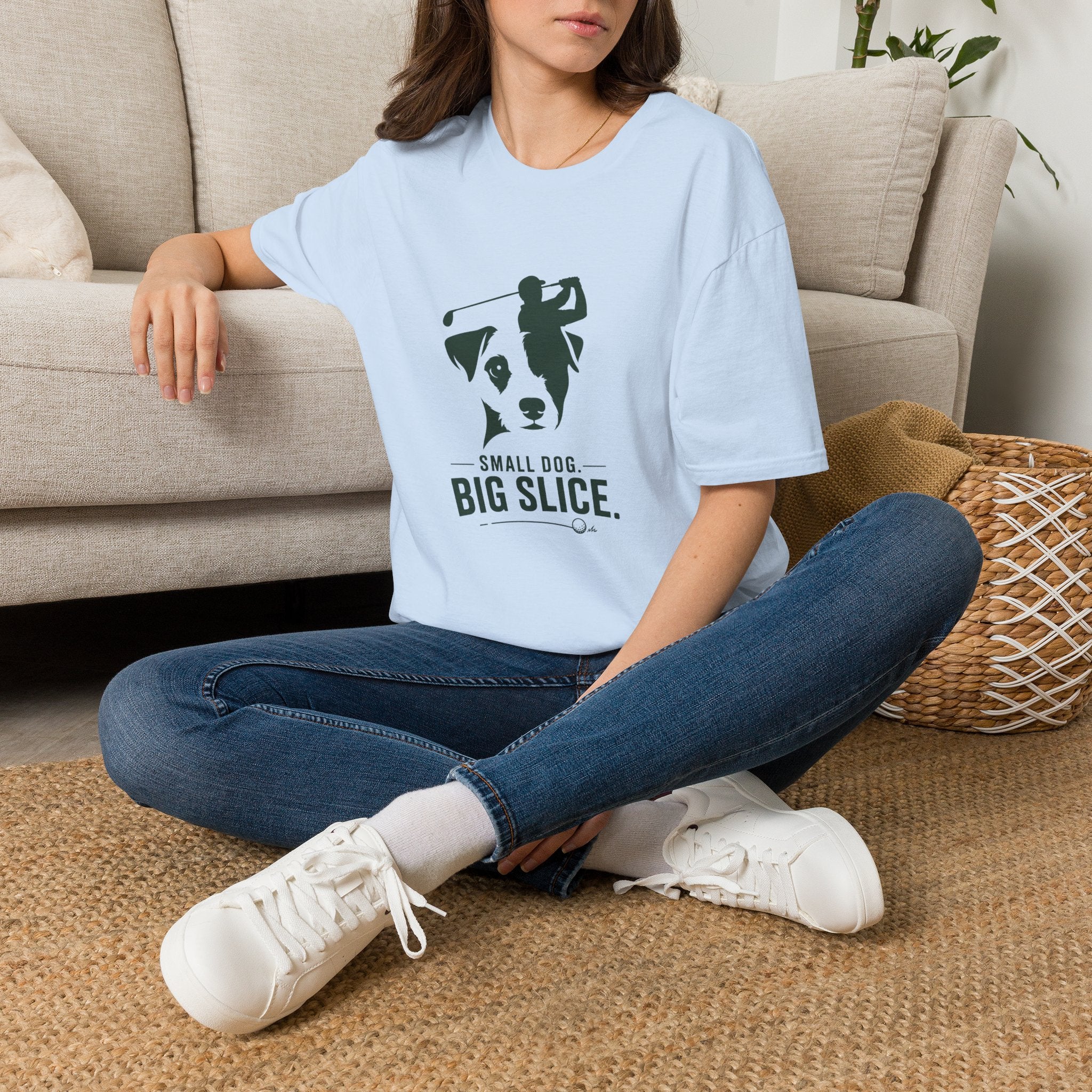 Golf Dog T-Shirt — 'Small Dog. Big Slice.' Funny Golfing Pet Shirt