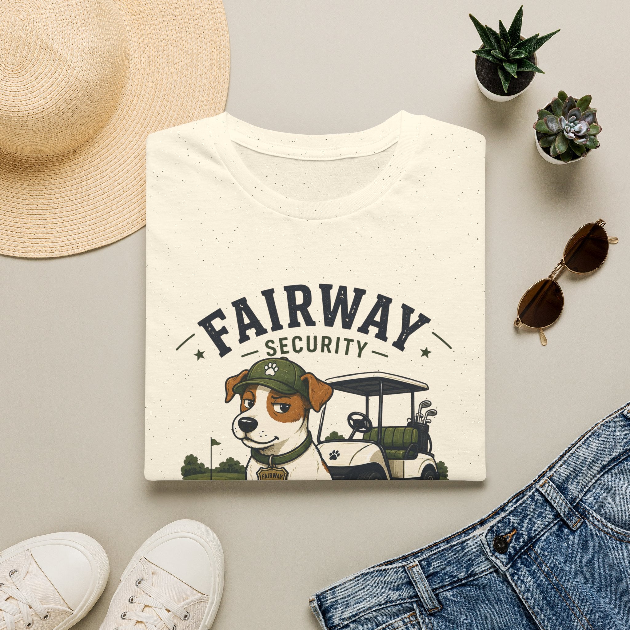 Golf Course Dog T-Shirt — "Fairway Security" Caddy Pup Graphic Tee