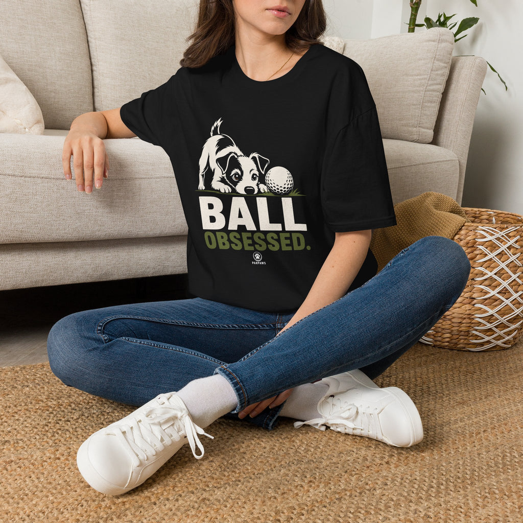 Dog and Golf Ball T-Shirt — "Ball Obsessed" Cute Puppy Golf Tee
