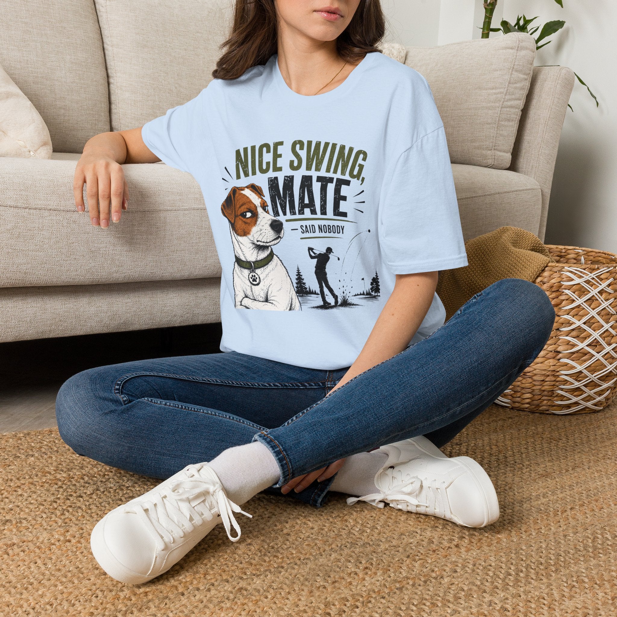 Nice Swing Mate T-Shirt — Funny Golf Dog Graphic Tee