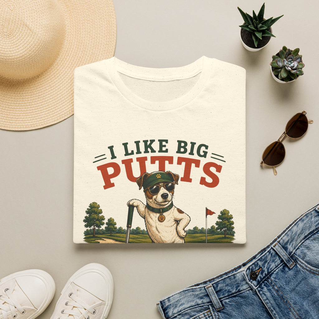 I Like Big Putts Golf T-Shirt — Funny Dog Golfing Graphic Tee