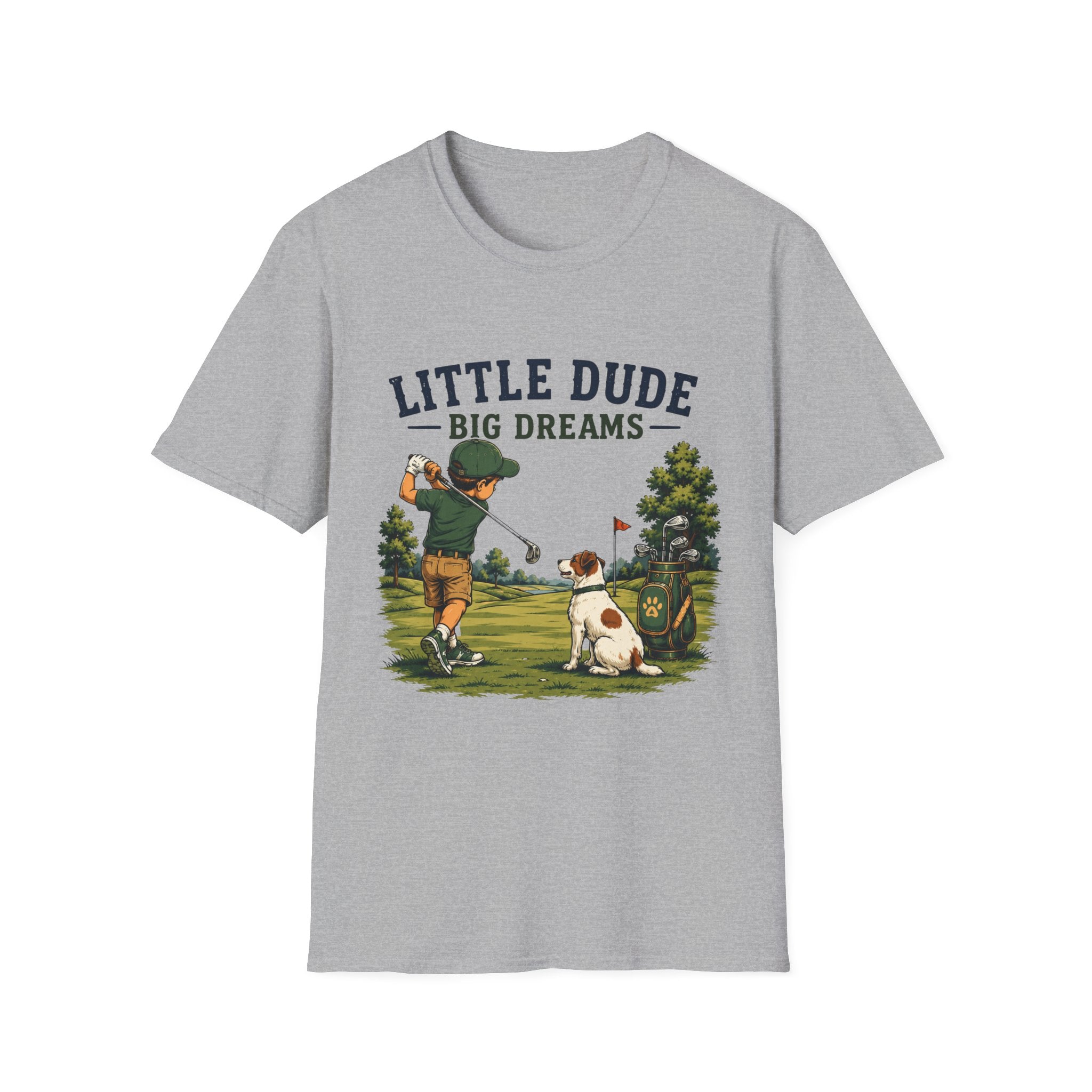 Little Dude Big Dreams T-Shirt — Kids Golf Vintage Design