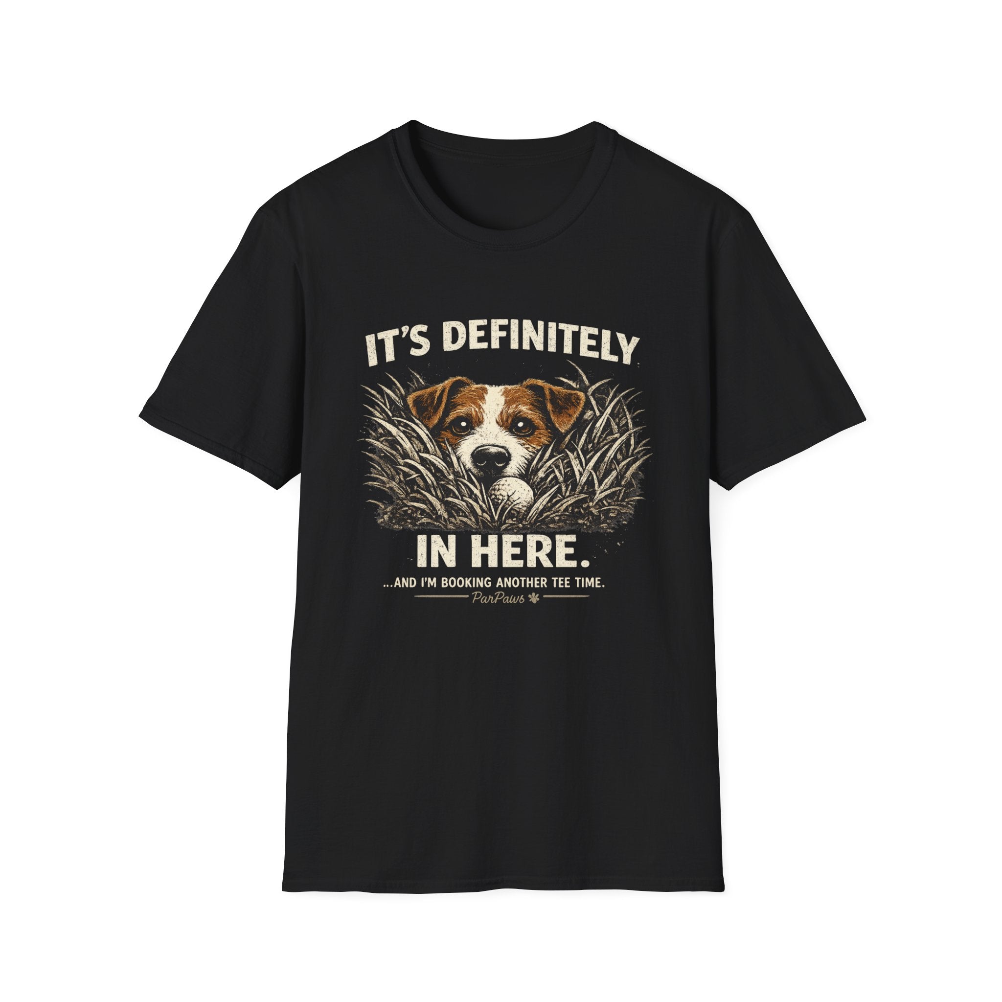 T-Shirt — "It's Definitely in Here" Dog Peeking Graphic