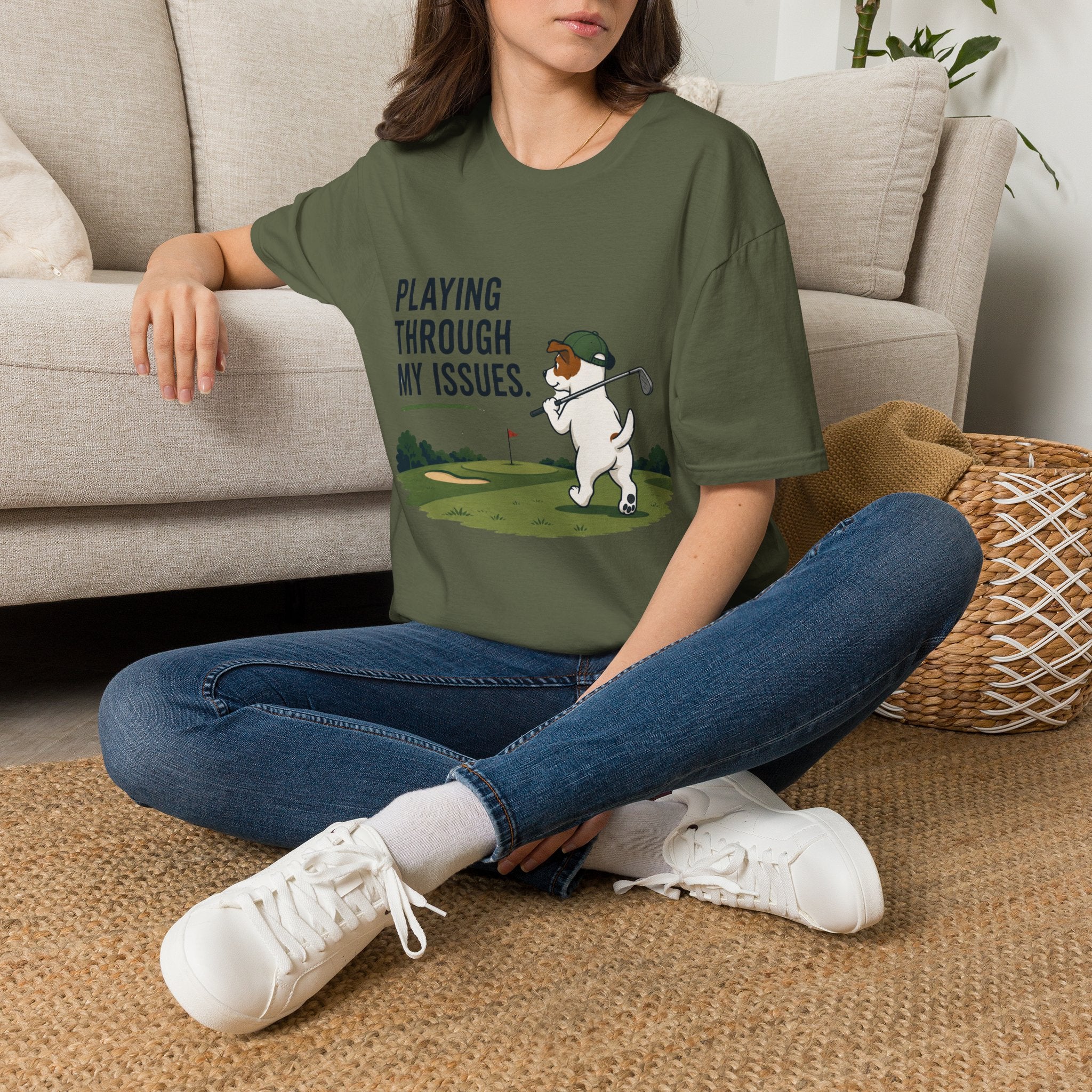 Golf Humor T-Shirt — "Playing Through My Issues" Funny Golfer Design