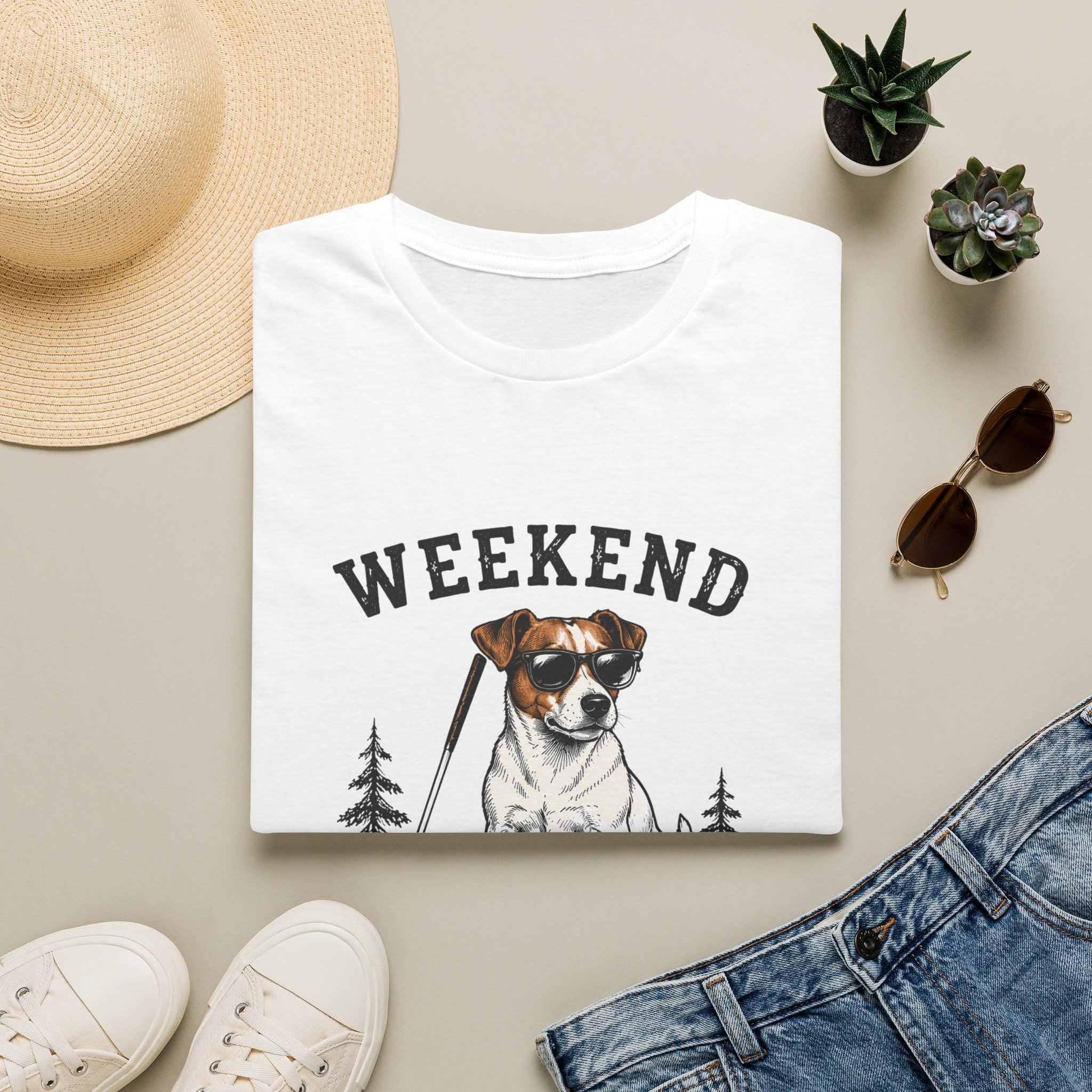 Weekend Hookers Club T-Shirt — Jack Russell Dog Fishing Graphic Tee
