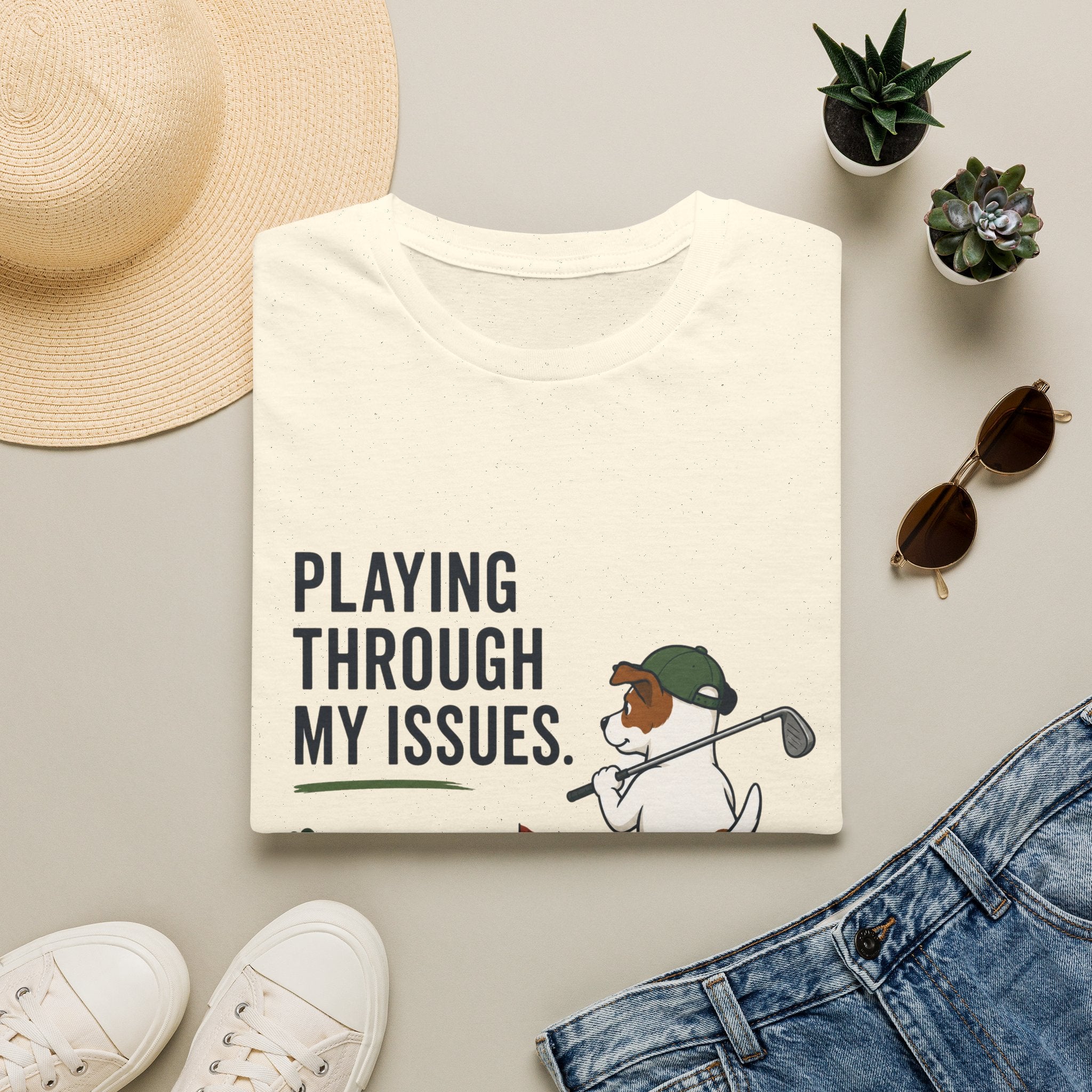 Golf Humor T-Shirt — "Playing Through My Issues" Funny Golfer Design