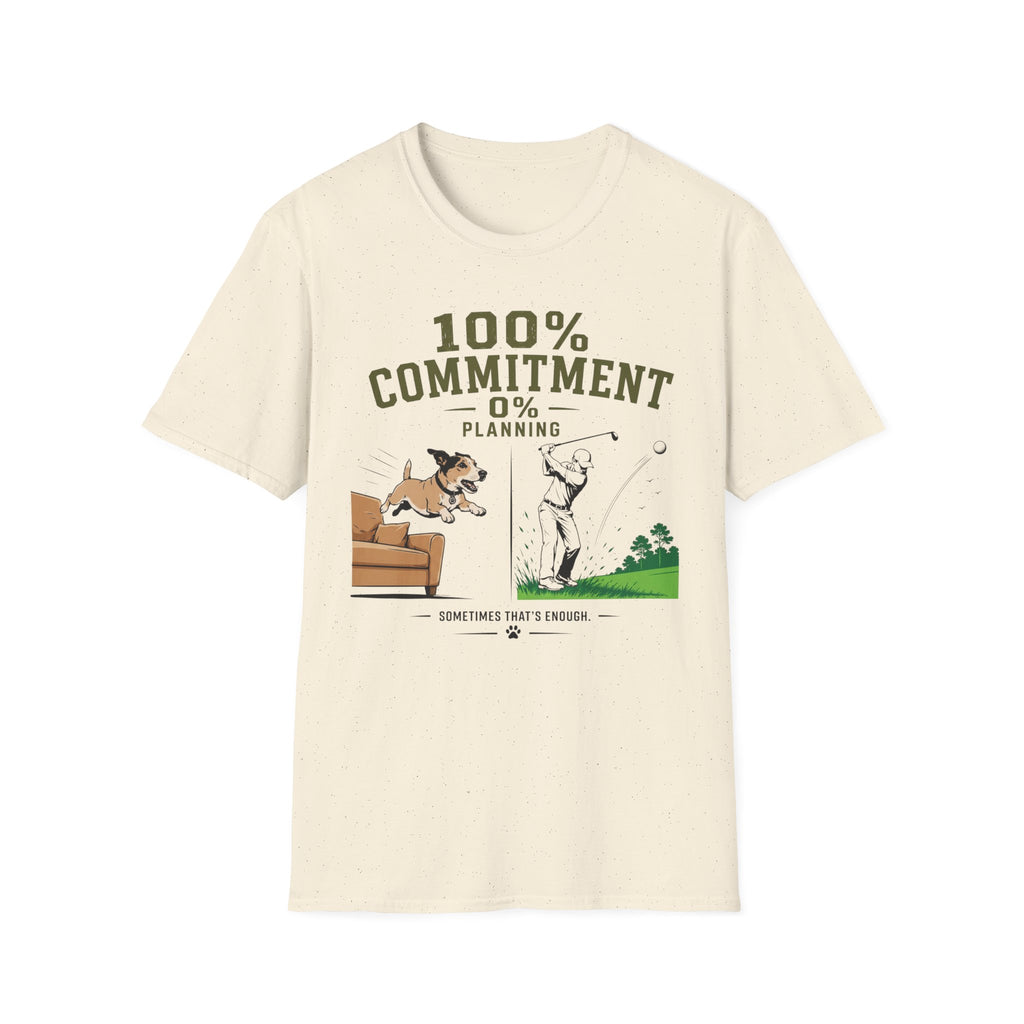 100% Commitment Golf T‑Shirt - Golfer & Dog Tee