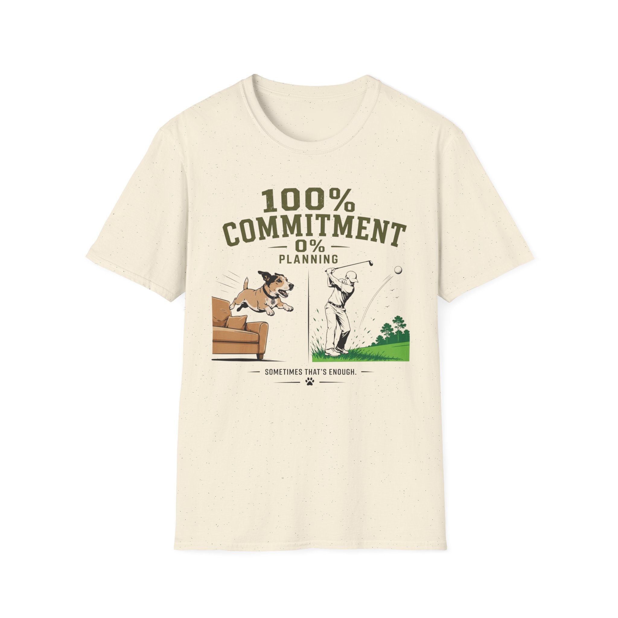 100% Commitment Golf T‑Shirt - Golfer & Dog Tee