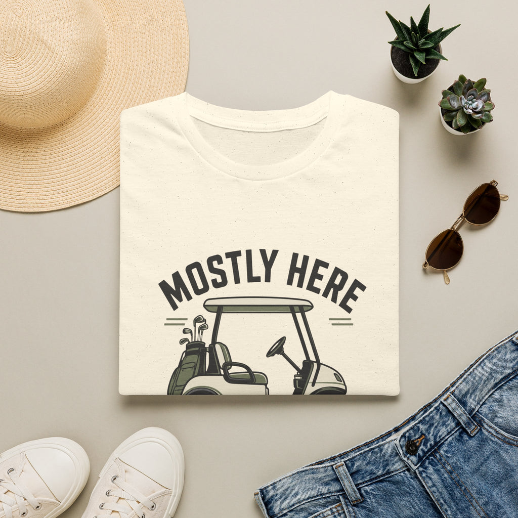 Golf Cart T-Shirt — "Mostly Here for the Cart" Casual Golfing Tee