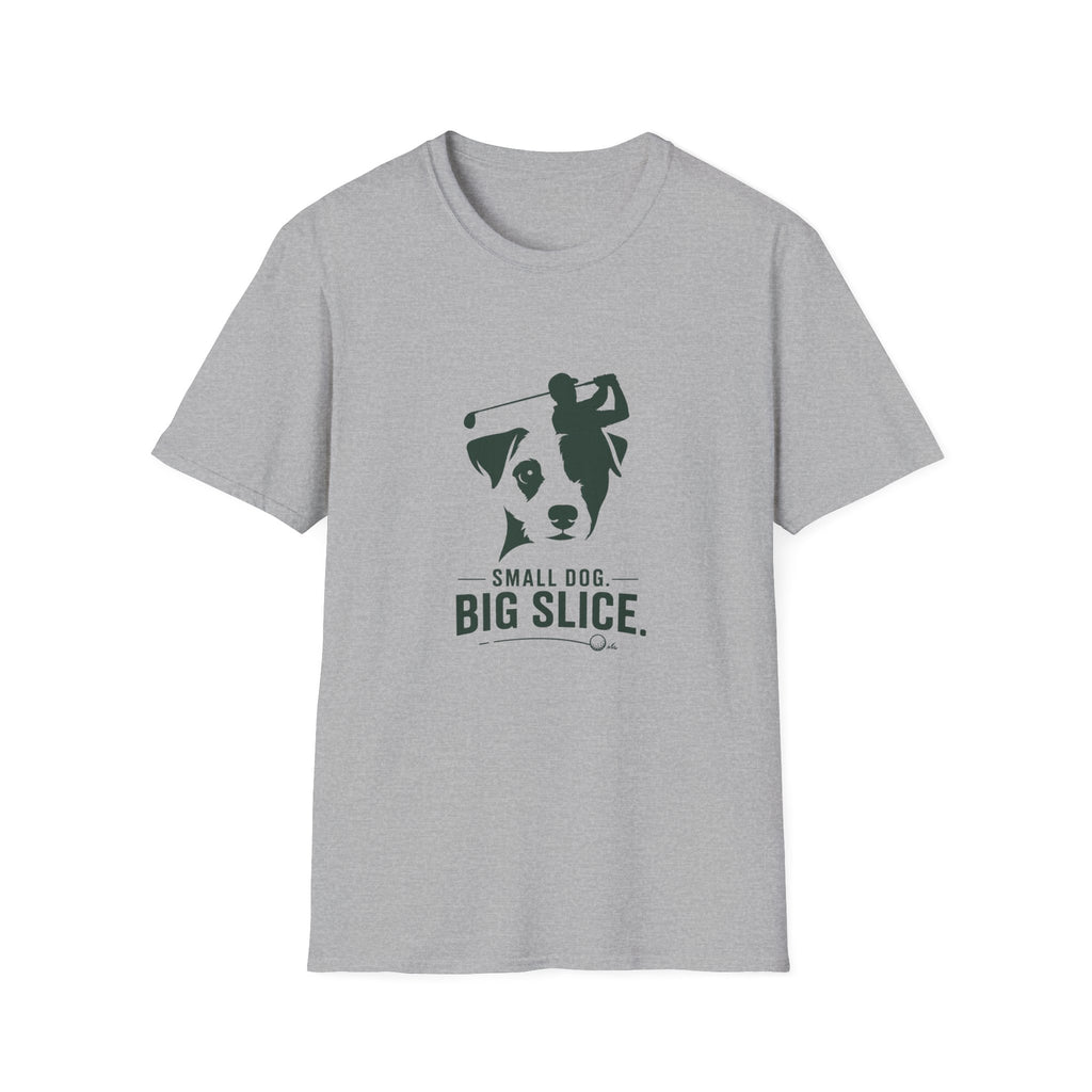 Golf Dog T-Shirt — 'Small Dog. Big Slice.' Funny Golfing Pet Shirt