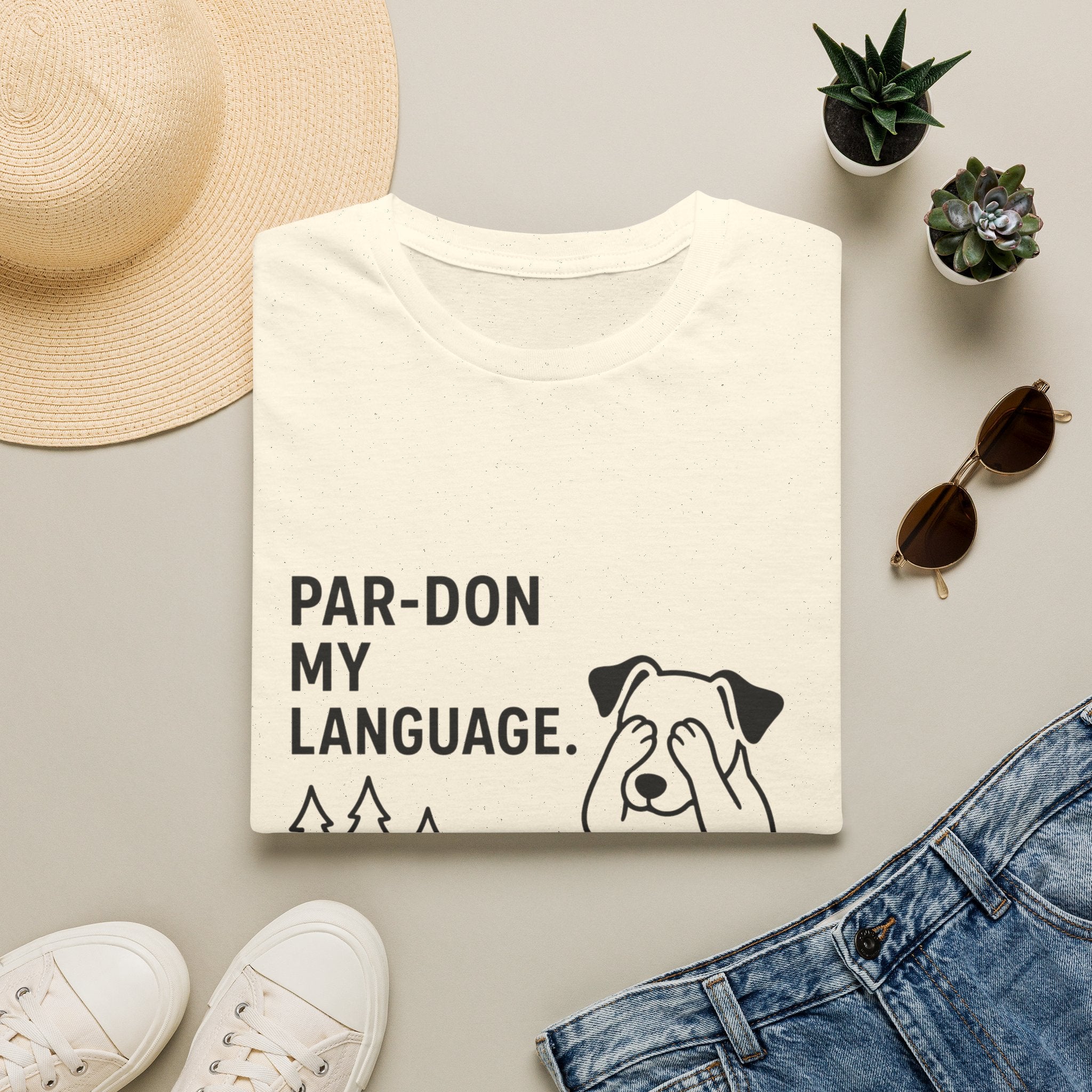 Par-don My Language Dog T-Shirt — Funny Pardoning Puppy Graphic Tee
