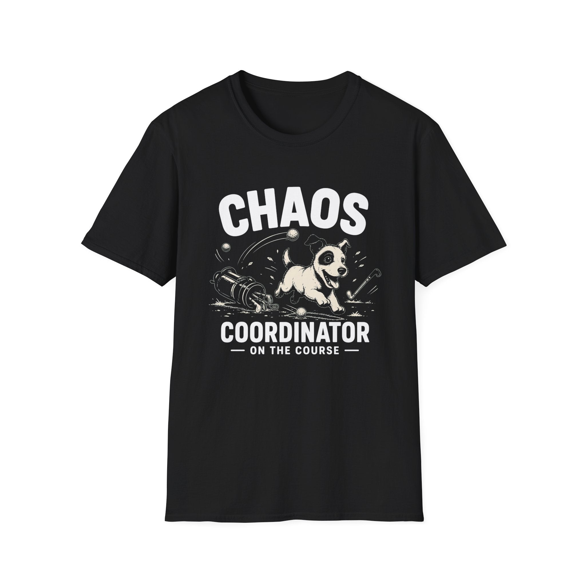 Chaos Coordinator T-Shirt — Cute Puppy "Chaos Coordinator on the Course" Graphic Tee