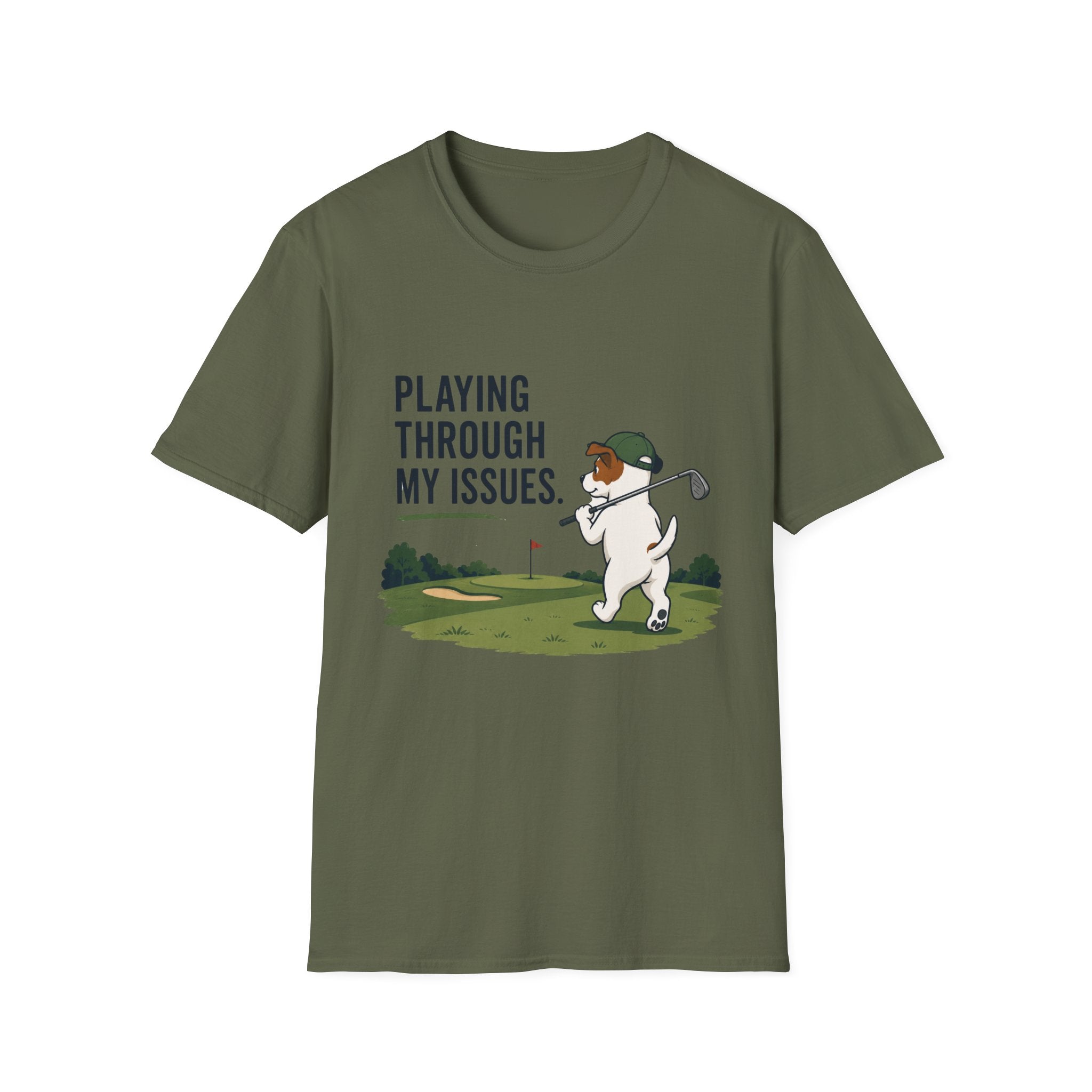 Golf Humor T-Shirt — "Playing Through My Issues" Funny Golfer Design