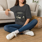 Golf Cart T-Shirt — "Mostly Here for the Cart" Casual Golf Graphic Tee