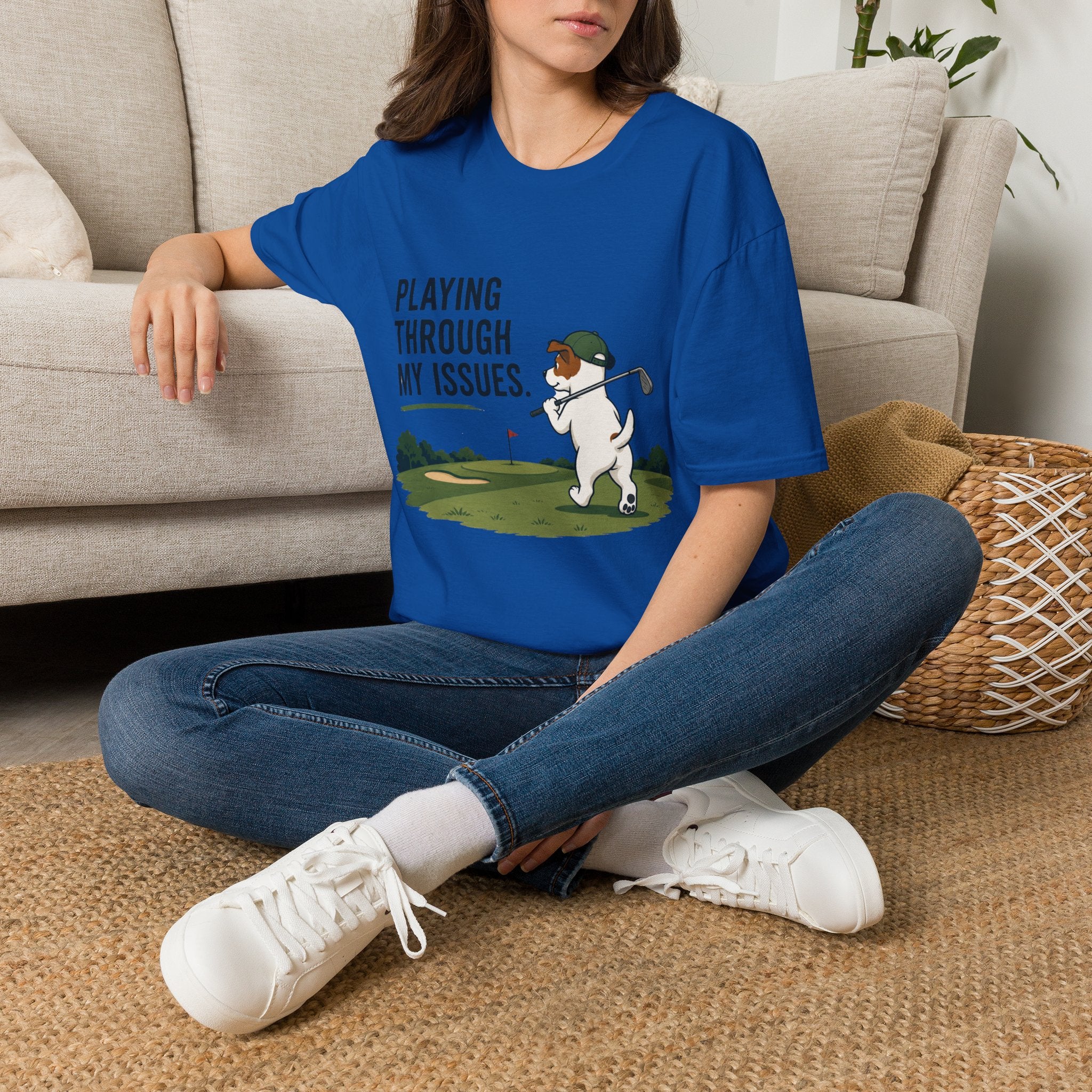 Golf Humor T-Shirt — "Playing Through My Issues" Funny Golfer Design