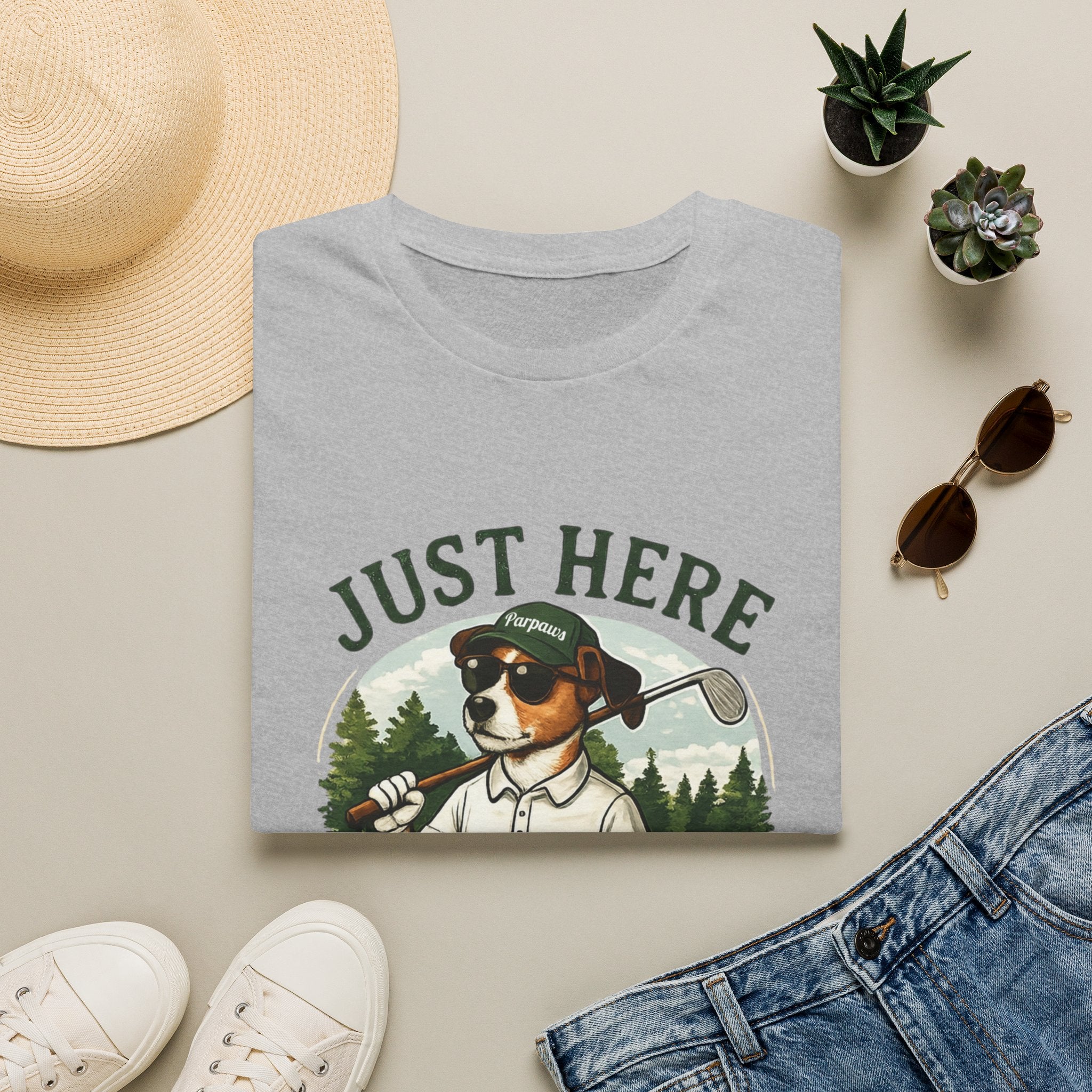 Golf Dog T‑Shirt — "Just Here for Birdies" Casual Golfing Tee