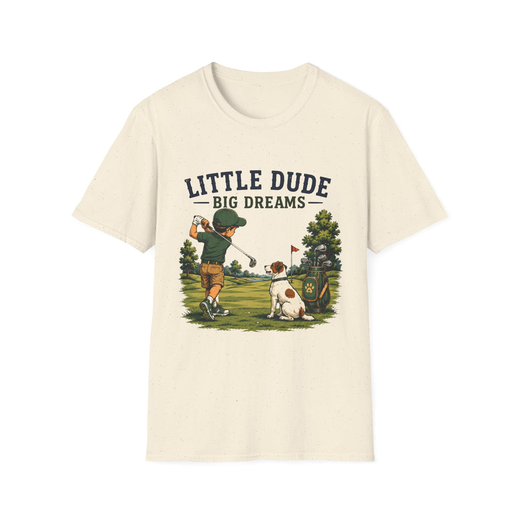 Little Dude Big Dreams T-Shirt — Kids Golf Vintage Design