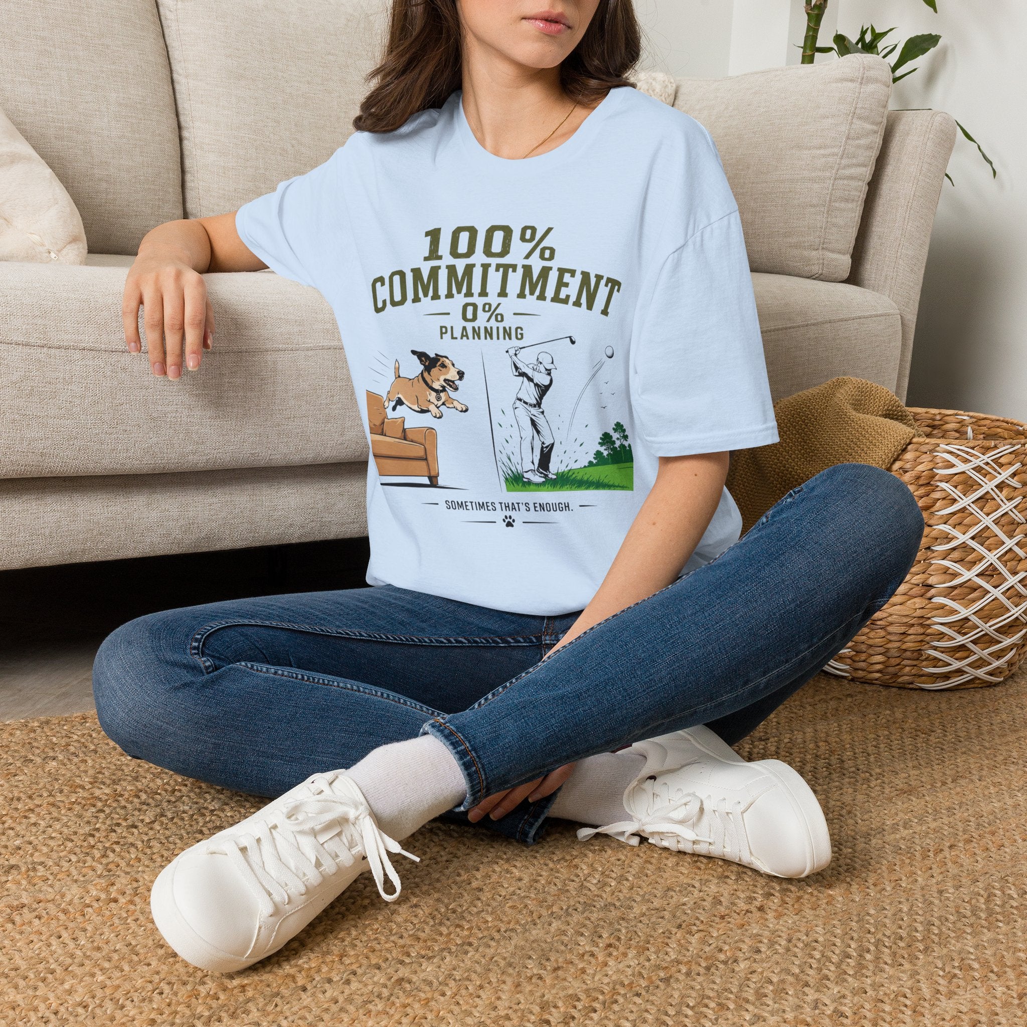 100% Commitment Golf T‑Shirt - Golfer & Dog Tee