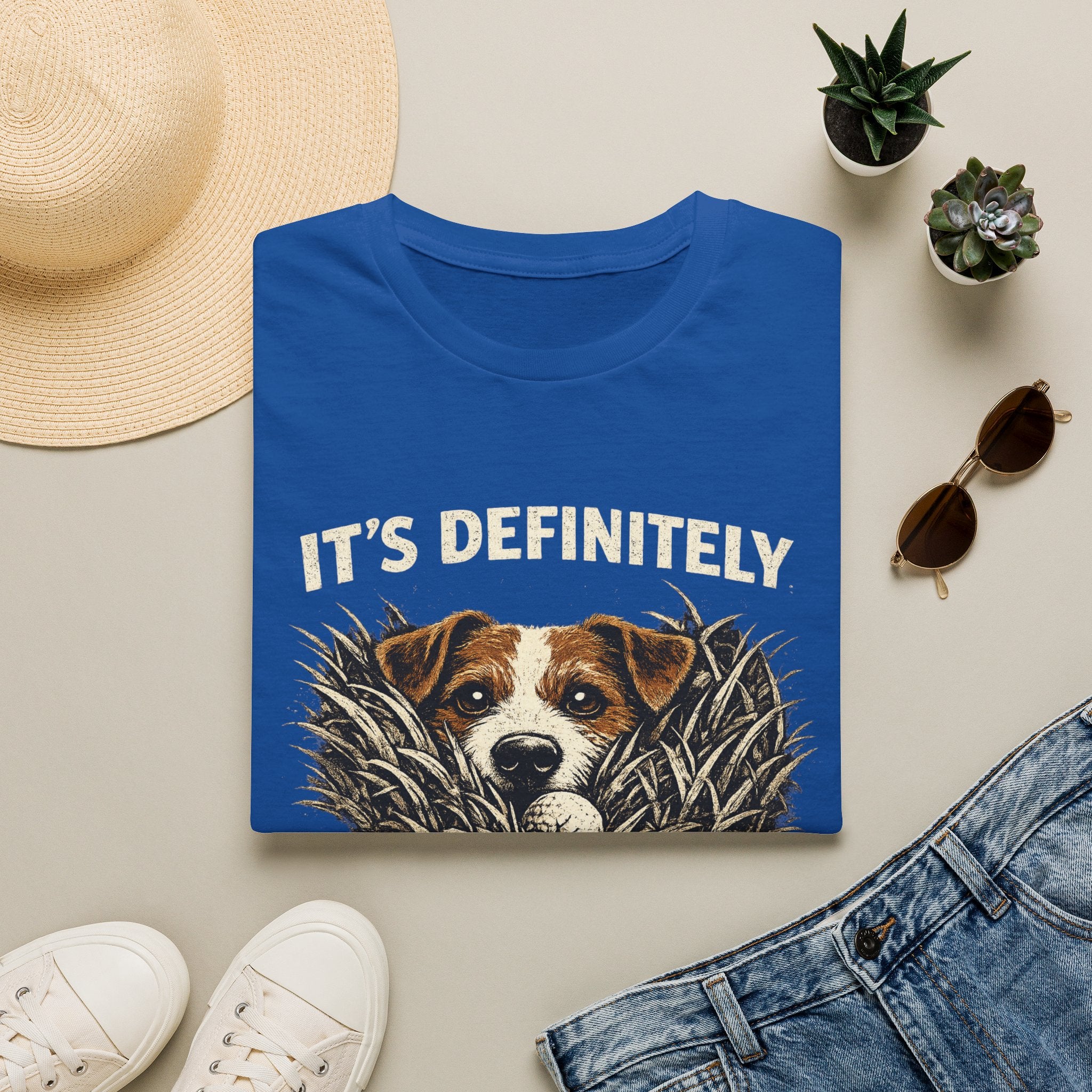 T-Shirt — "It's Definitely in Here" Dog Peeking Graphic