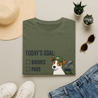 Golf Dog T-Shirt — "Today's Goal: Birdies, Pars, Survive" Funny Golfing Tee