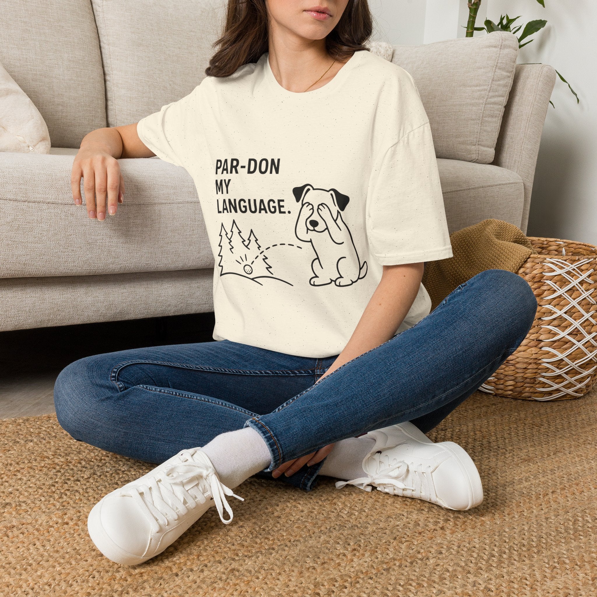 Par-don My Language Dog T-Shirt — Funny Pardoning Puppy Graphic Tee