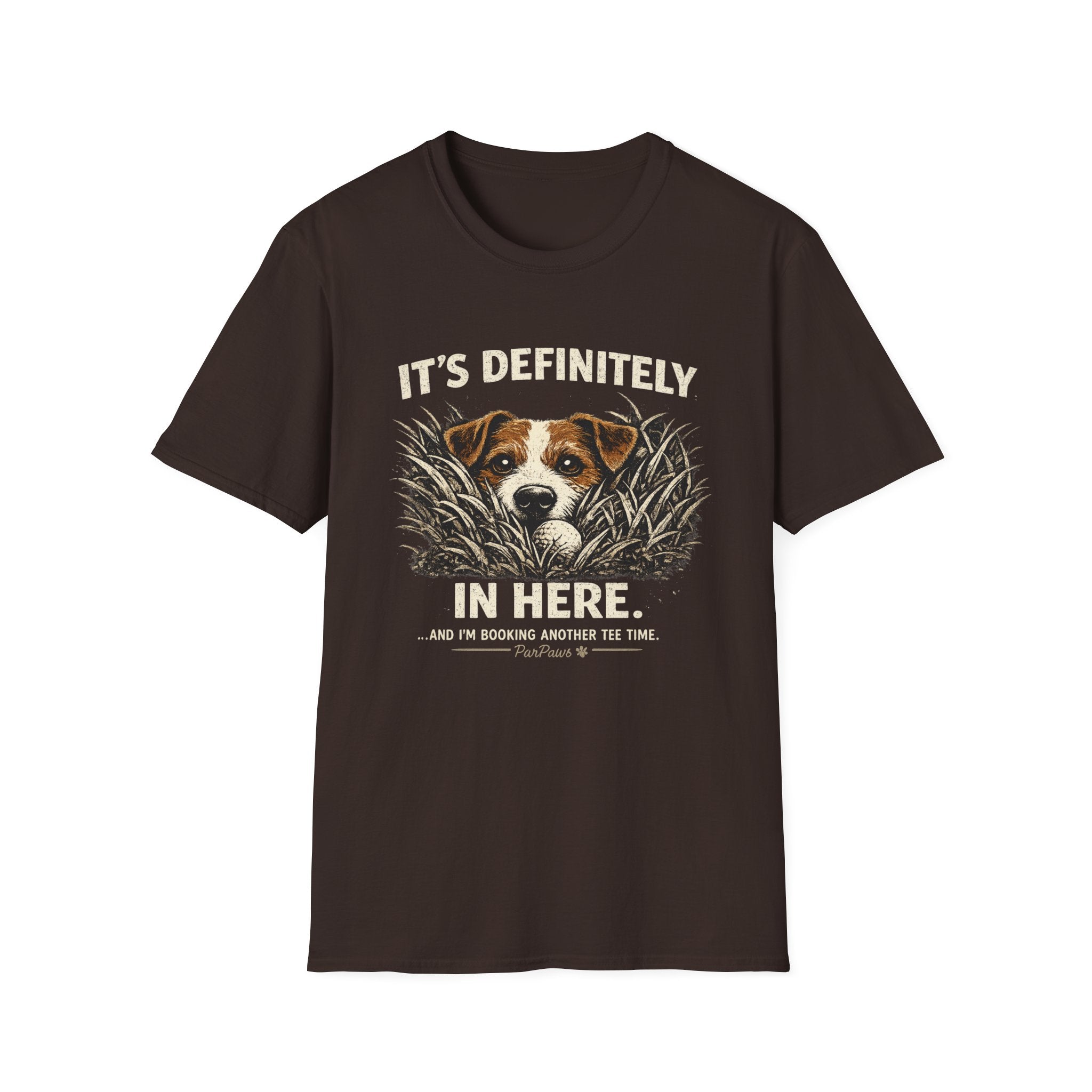 T-Shirt — "It's Definitely in Here" Dog Peeking Graphic