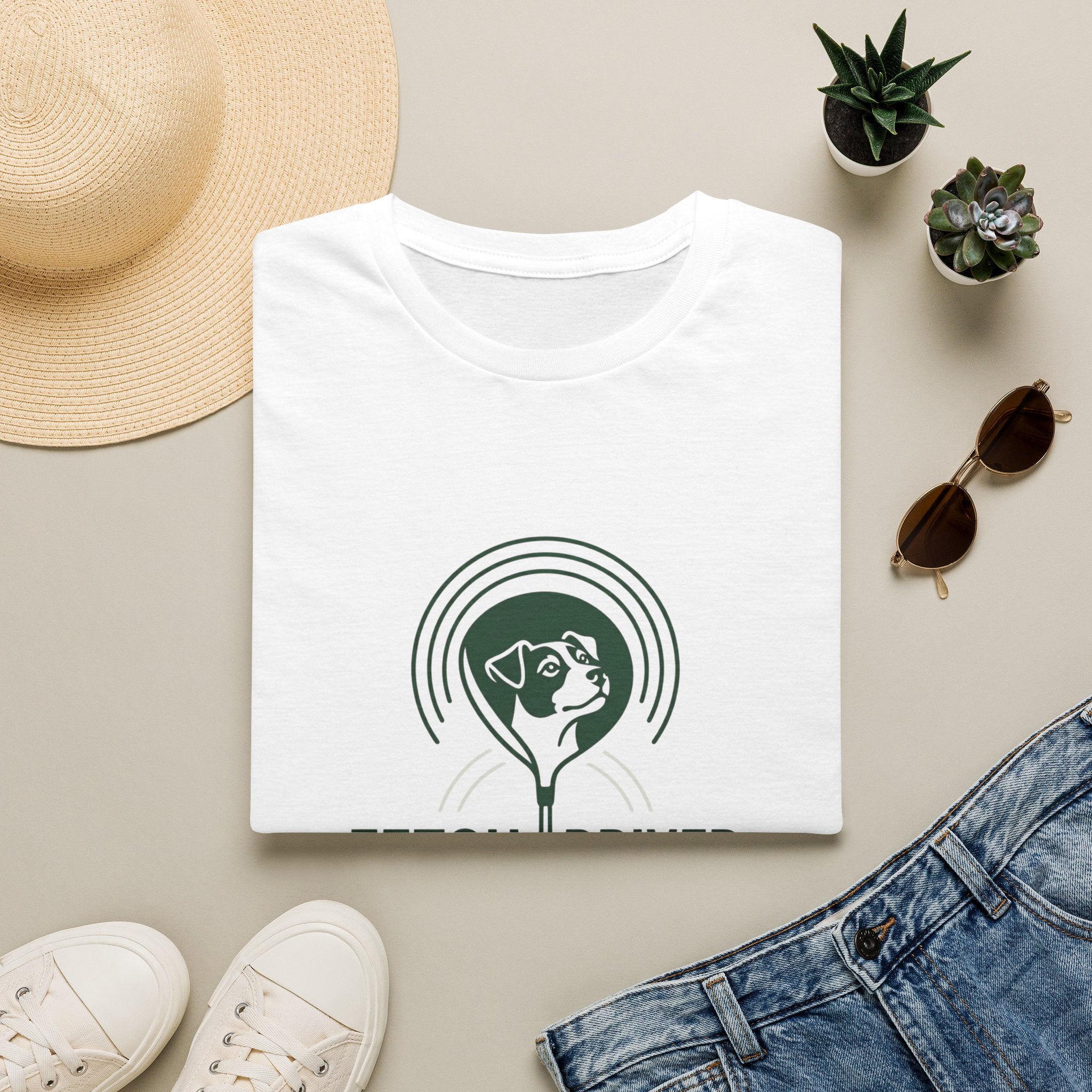 Fetch Driver T‑Shirt — Retro Tennis Ball & Dog Logo Tee