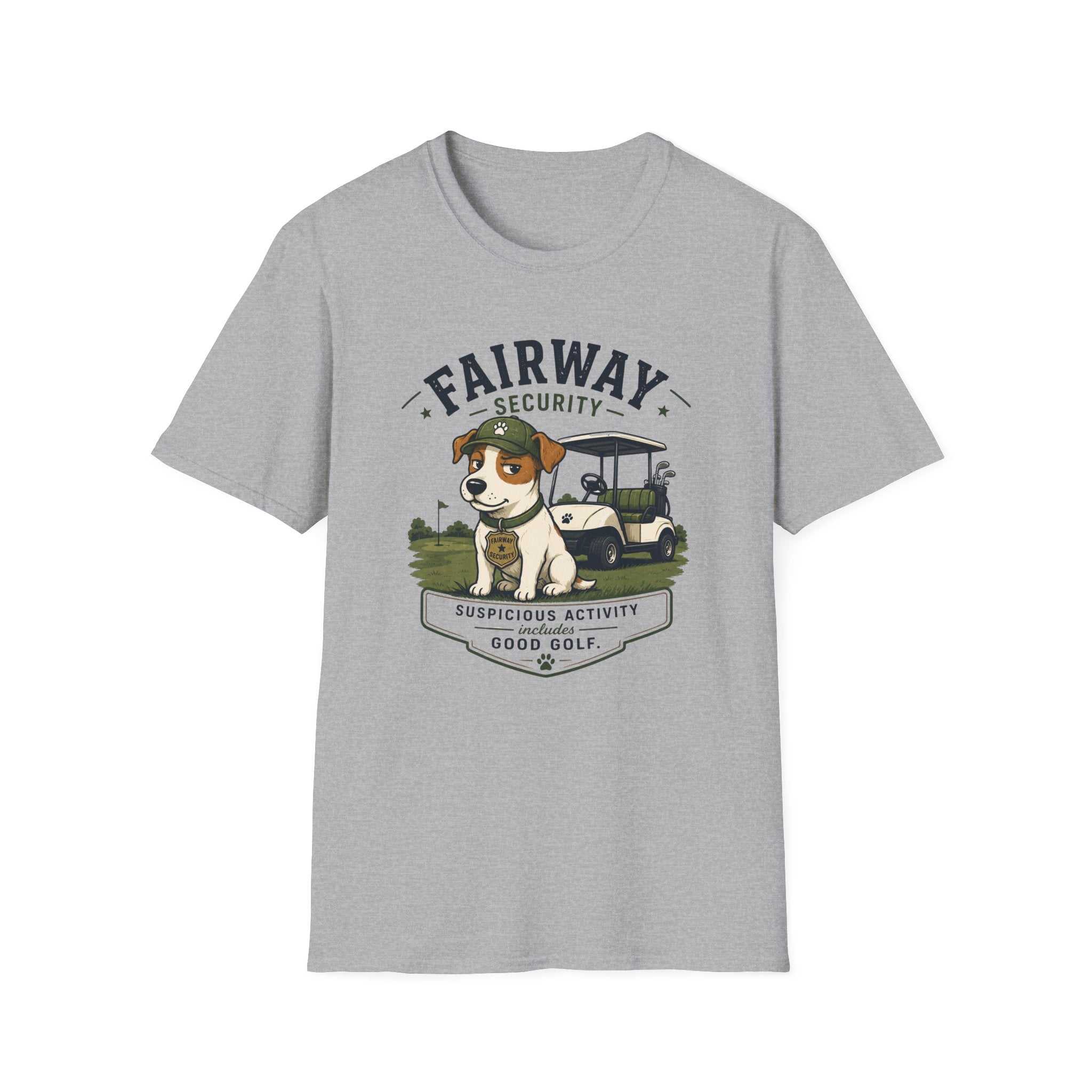 Golf Course Dog T-Shirt — "Fairway Security" Caddy Pup Graphic Tee