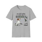 I’m Just Here for the Birdies T-Shirt — Cute Dog & Bird Golf Fan Tee