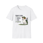 Golf Dog T-Shirt — "Today's Goal: Birdies, Pars, Survive" Funny Golfing Tee