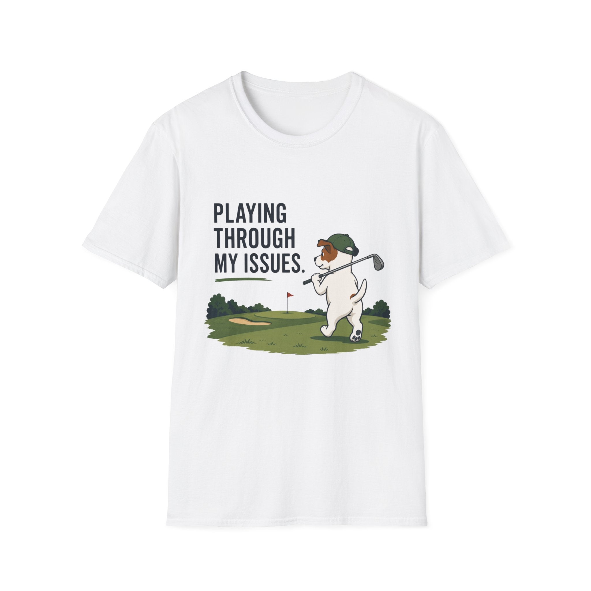 Golf Humor T-Shirt — "Playing Through My Issues" Funny Golfer Design