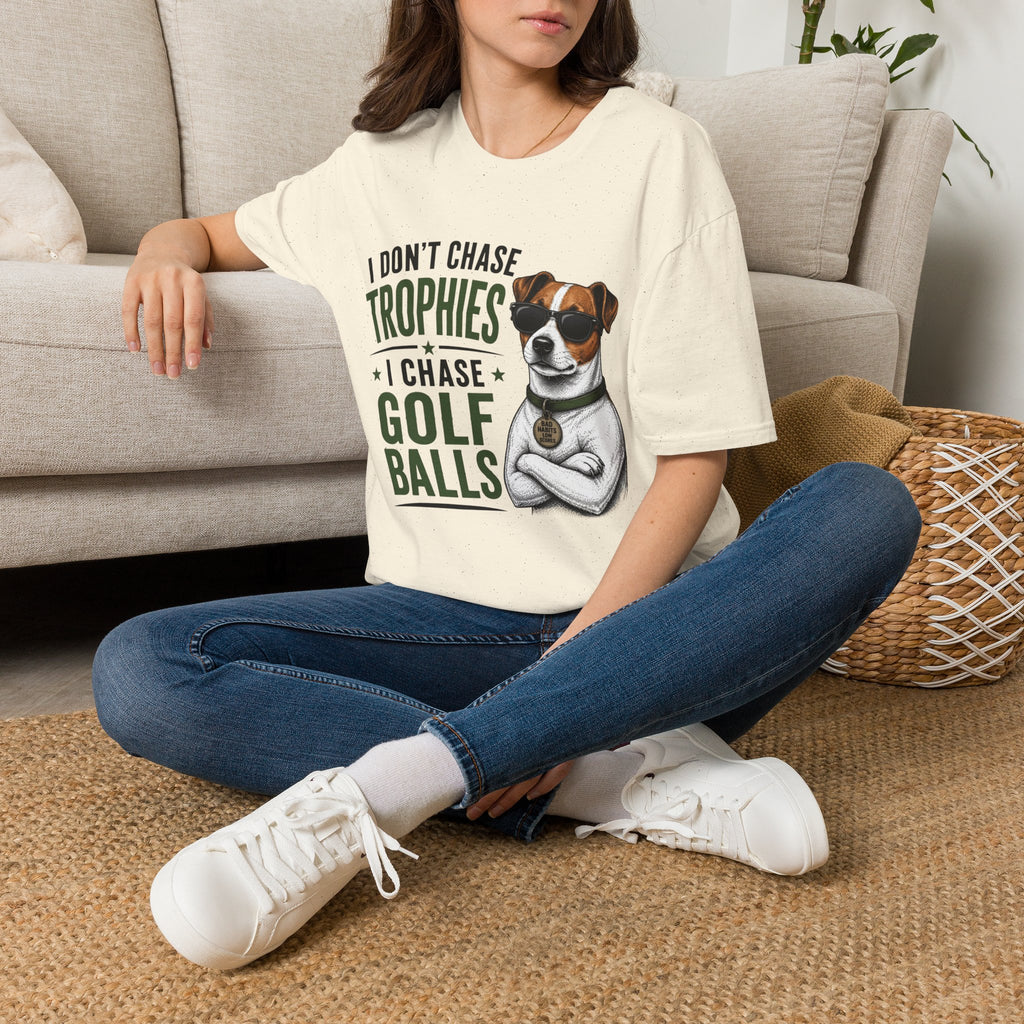 Golf Dog T‑Shirt — "I Don't Chase Trophies I Chase Golf Balls"