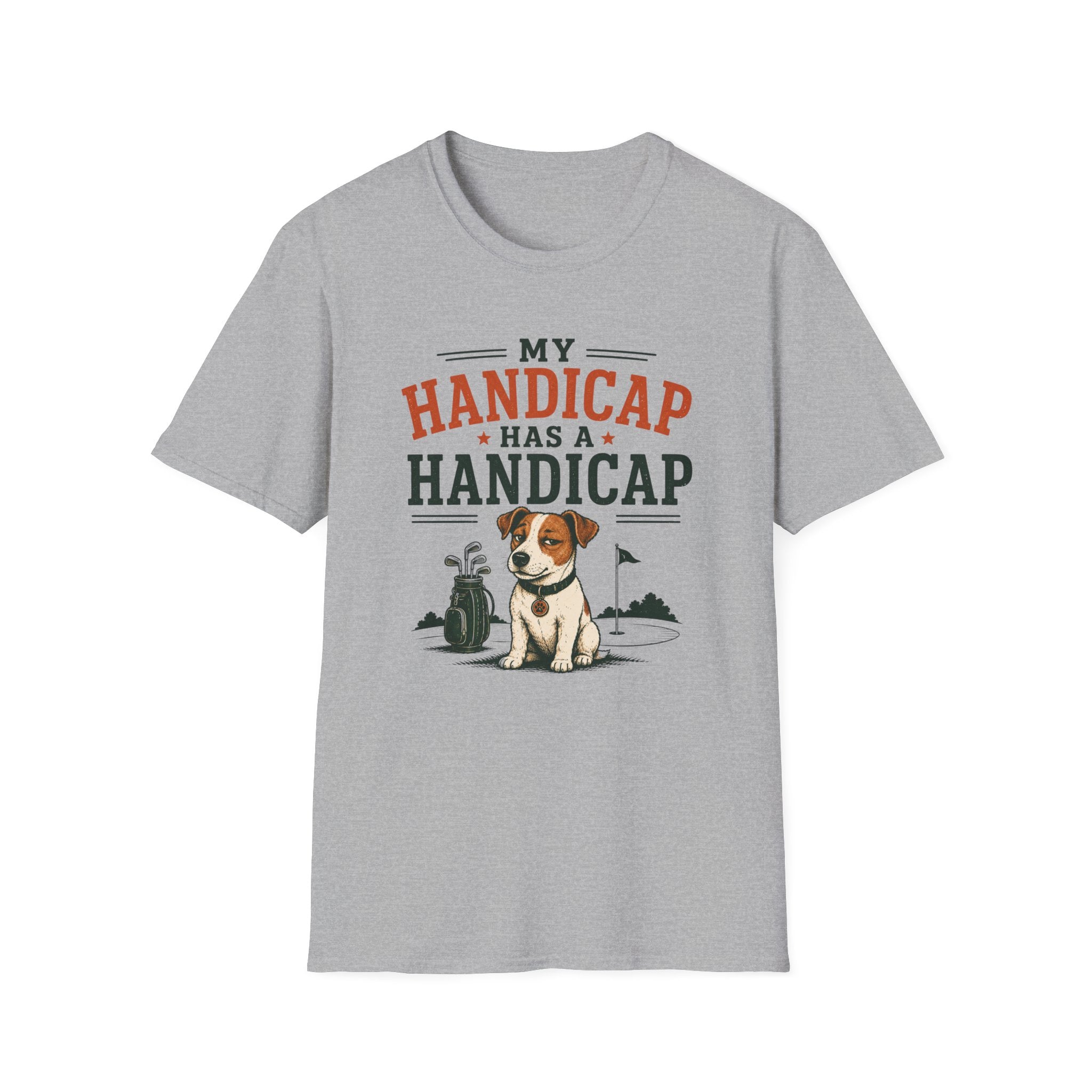 T-Shirt — "My Handicap Has a Handicap" Dog Rescue Humor Tee