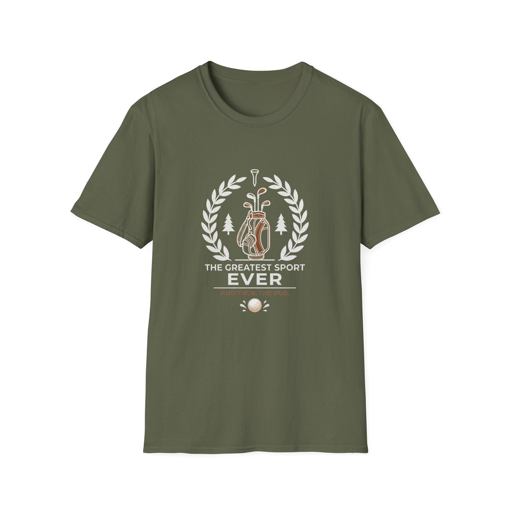 Golf T-Shirt — “The Greatest Sport Ever” Golf Bag Graphic Tee