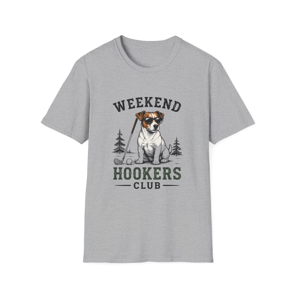 Weekend Hookers Club T-Shirt — Jack Russell Dog Fishing Graphic Tee