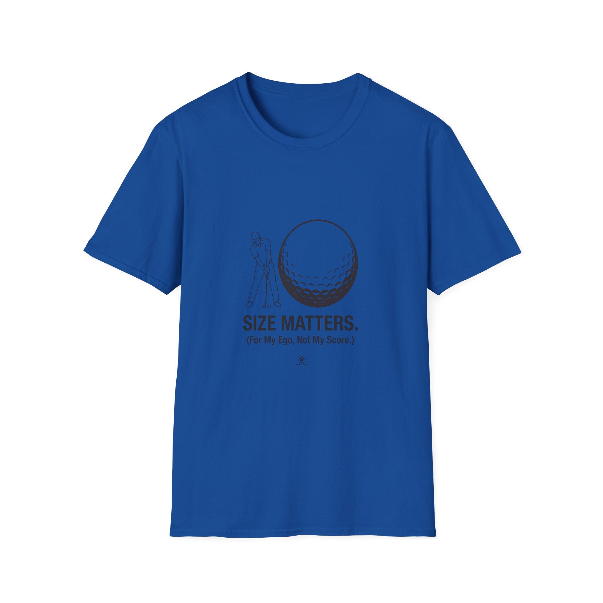Golf T-Shirt — 'Size Matters' Funny Golf Ball Design, Golfer Gift