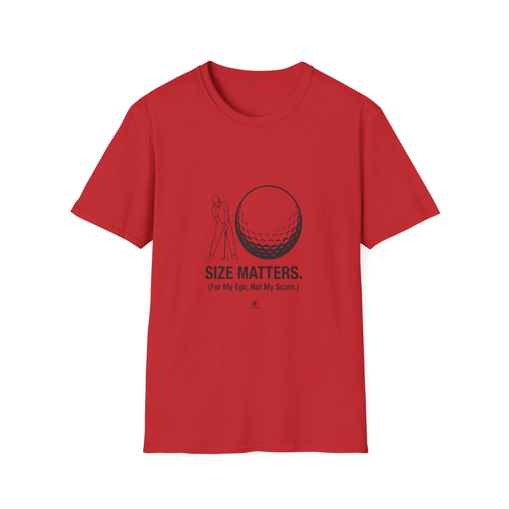 Golf T-Shirt — 'Size Matters' Funny Golf Ball Design, Golfer Gift