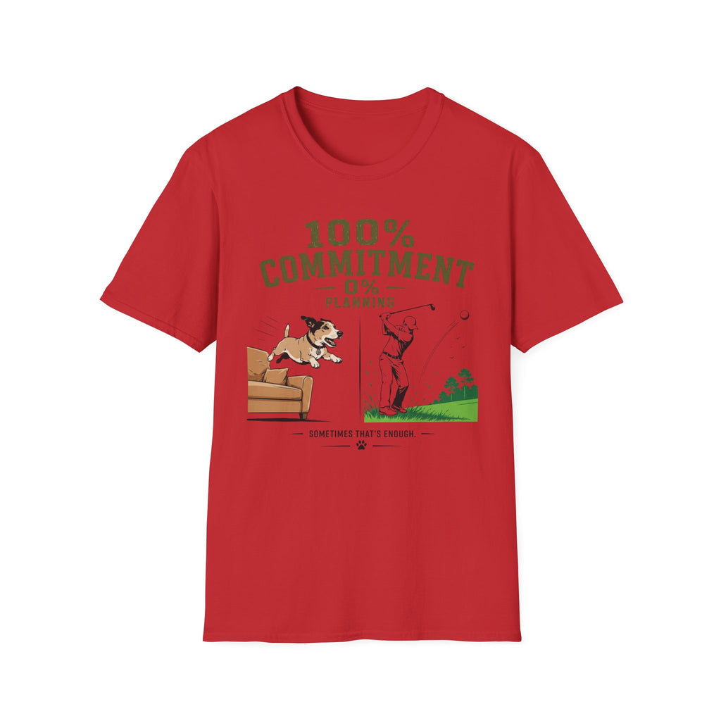 100% Commitment Golf T‑Shirt - Golfer & Dog Tee