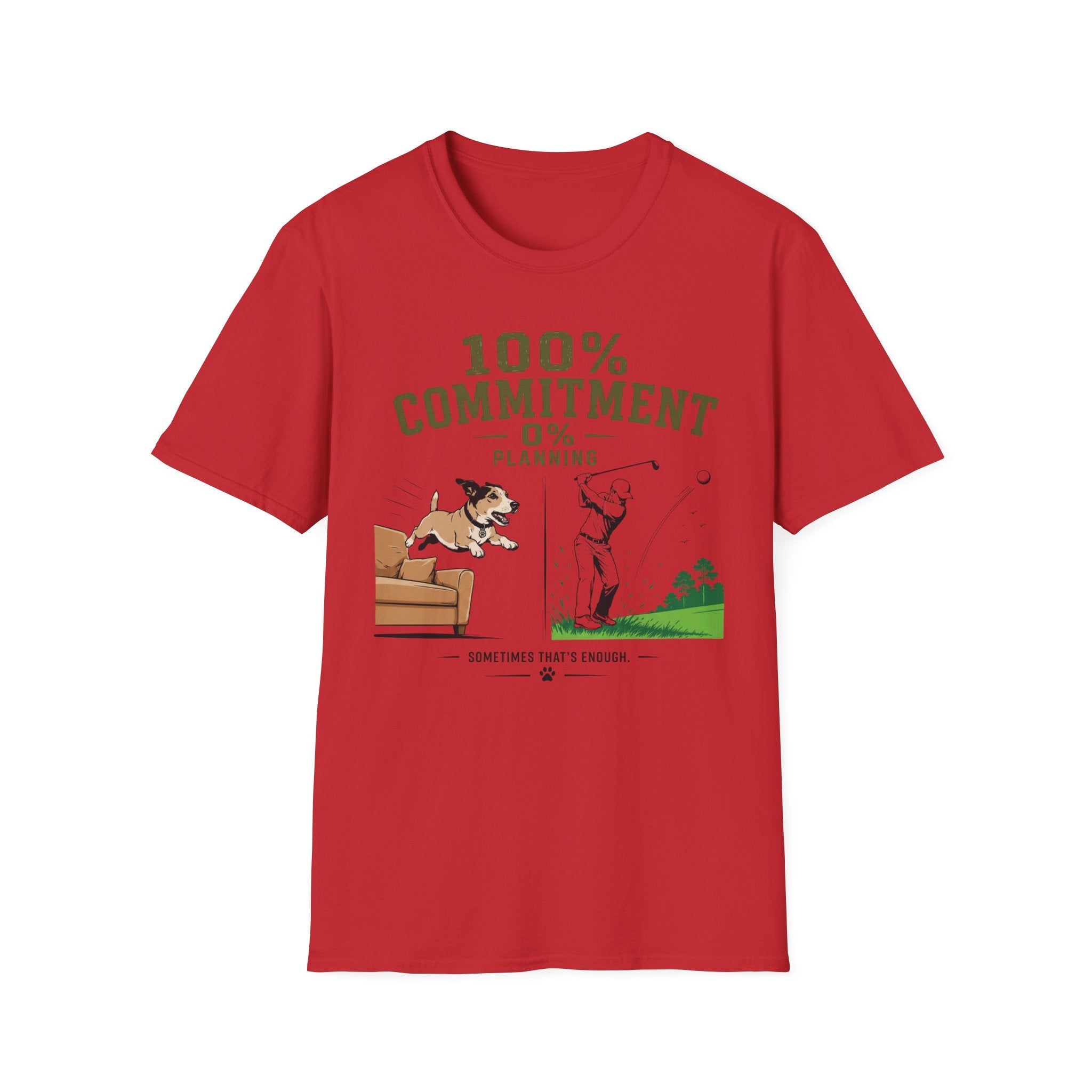 100% Commitment Golf T‑Shirt - Golfer & Dog Tee