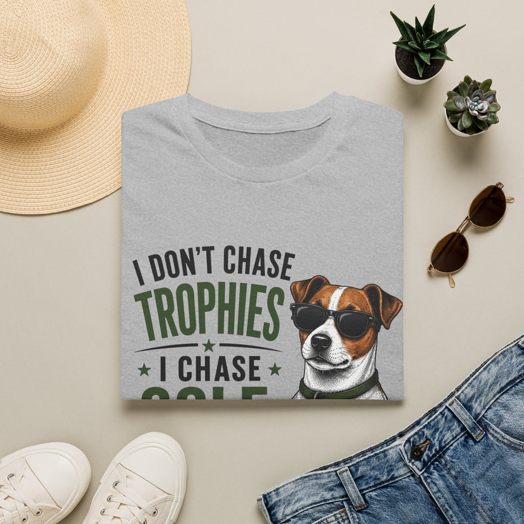 Golf Dog T‑Shirt — "I Don't Chase Trophies I Chase Golf Balls"