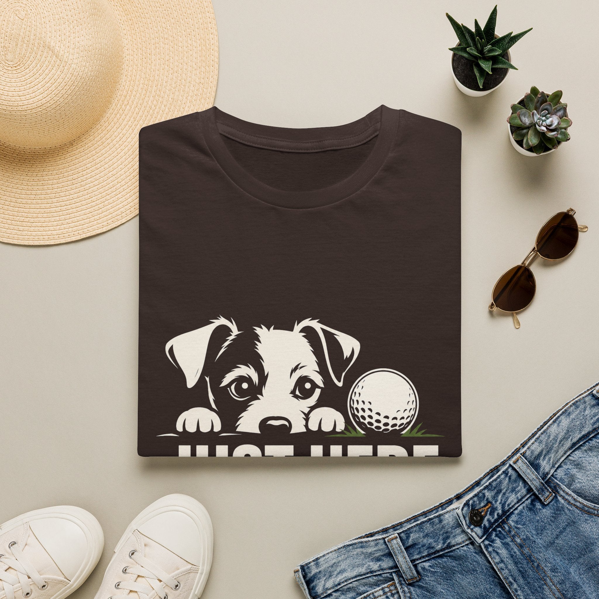 Just Here For The Balls Dog T-Shirt — Funny Puppy Lover Tee