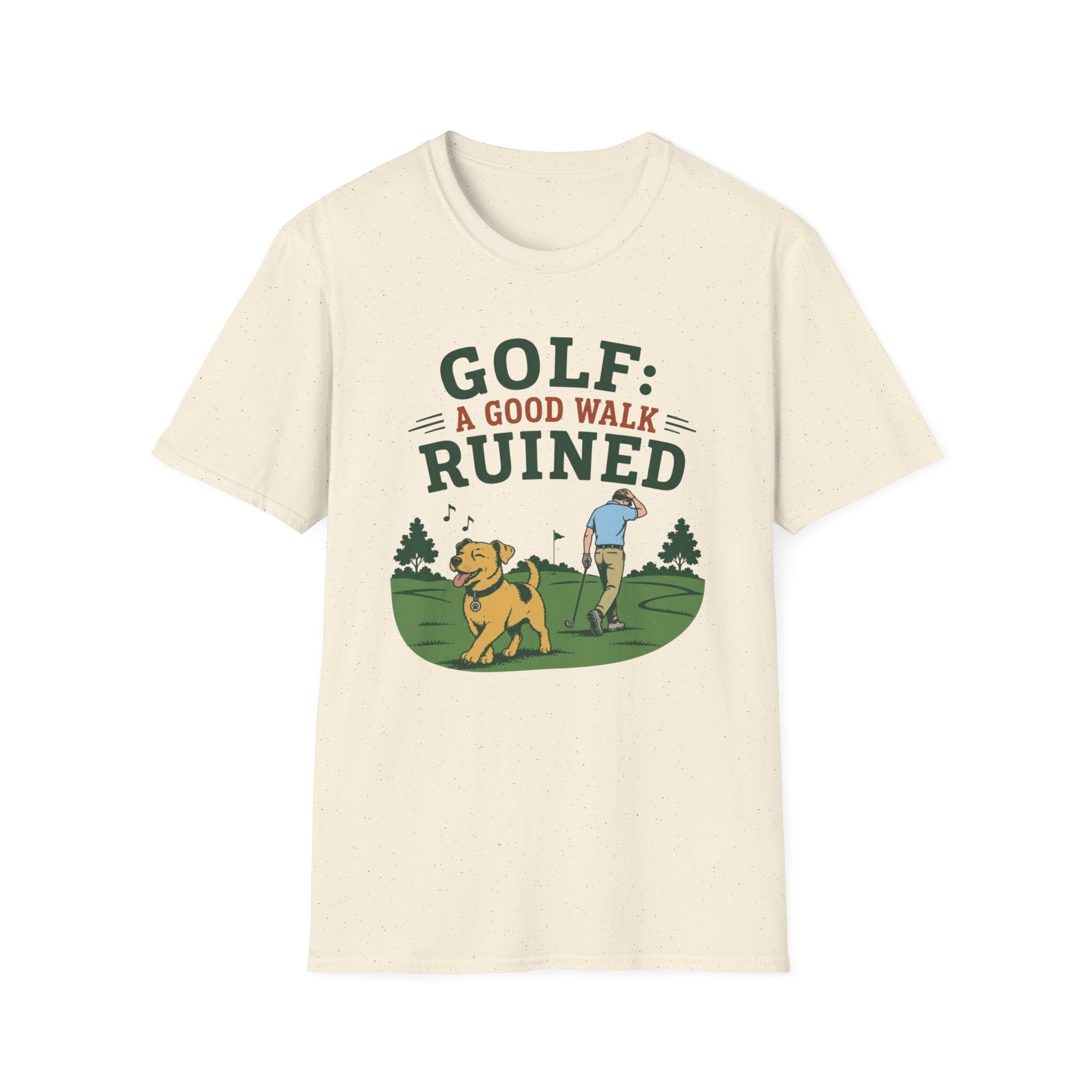Golf Green: A Good Walk Ruined T-Shirt — Funny Golfer Tee with Dog Design
