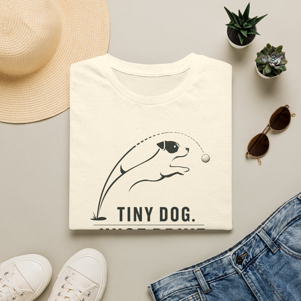 Tiny Dog Tee — "Tiny Dog. Huge Drive." Cute Playful Dog Graphic T-Shirt