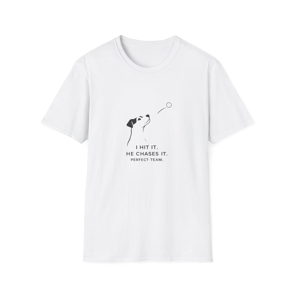 Dog T-Shirt — Minimalist "I Wait It, He Chases It" Fetch Tee for Dog Lovers