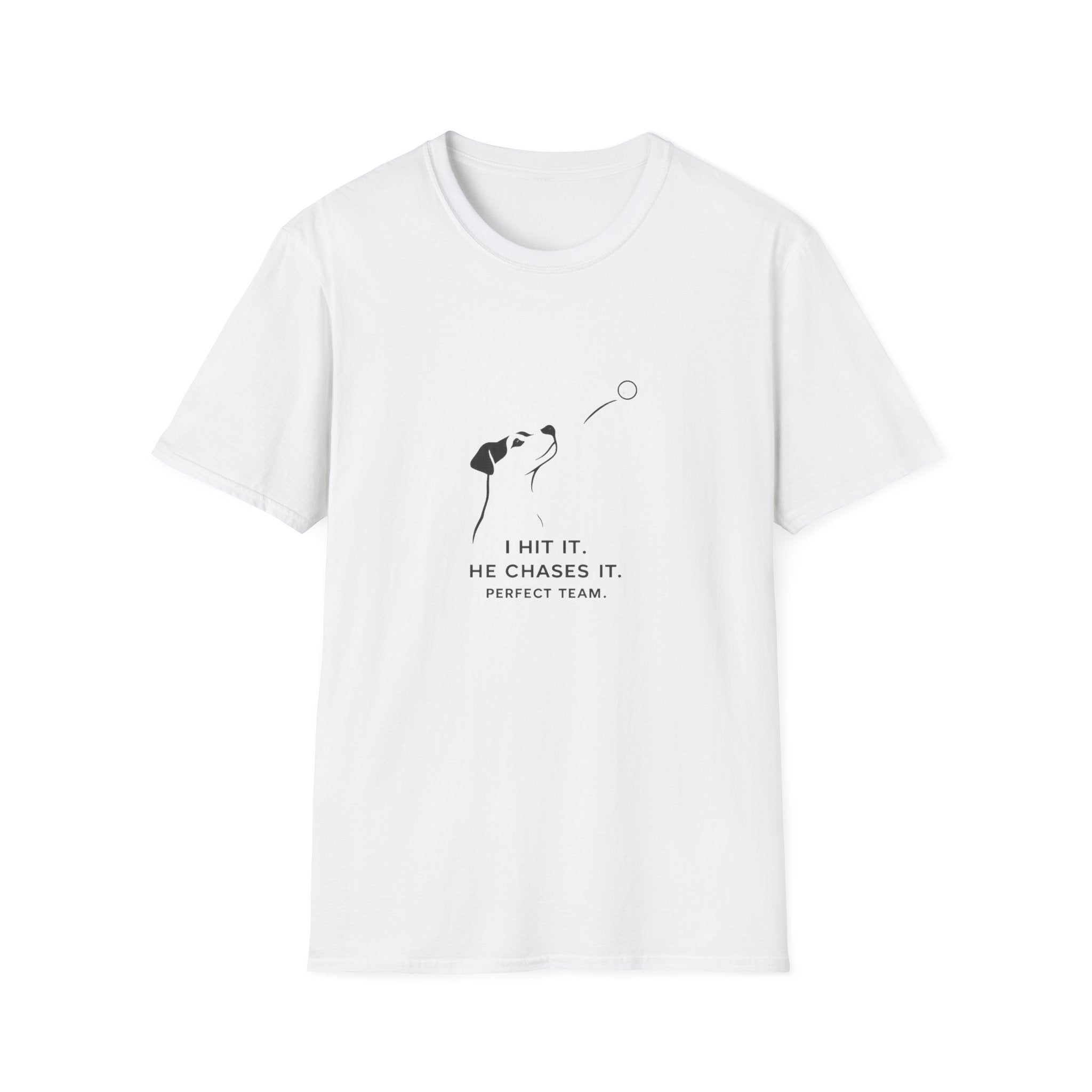 Dog T-Shirt — Minimalist "I Wait It, He Chases It" Fetch Tee for Dog Lovers