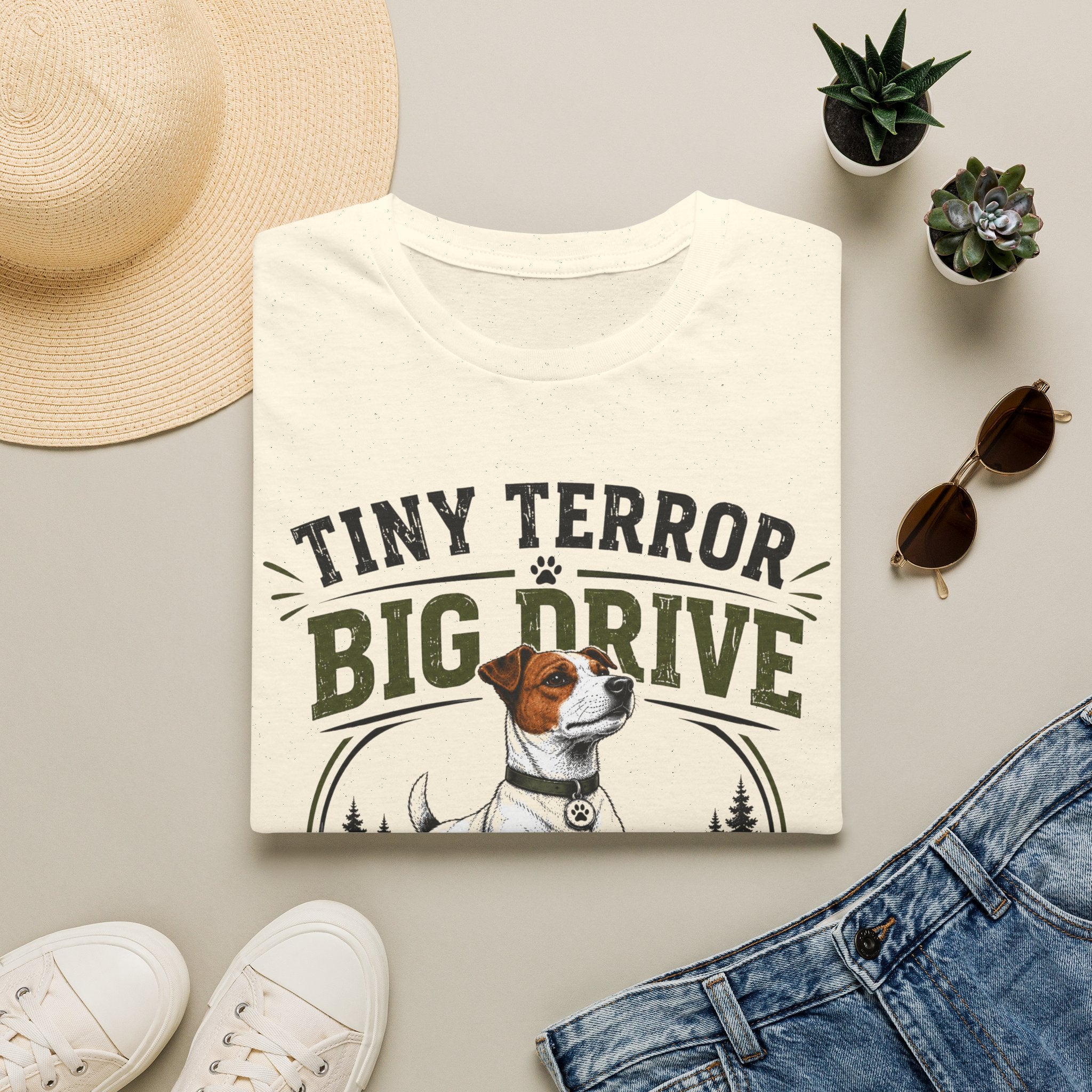 T-Shirt — "Tiny Terror, Big Drive" Hunting Dog Graphic