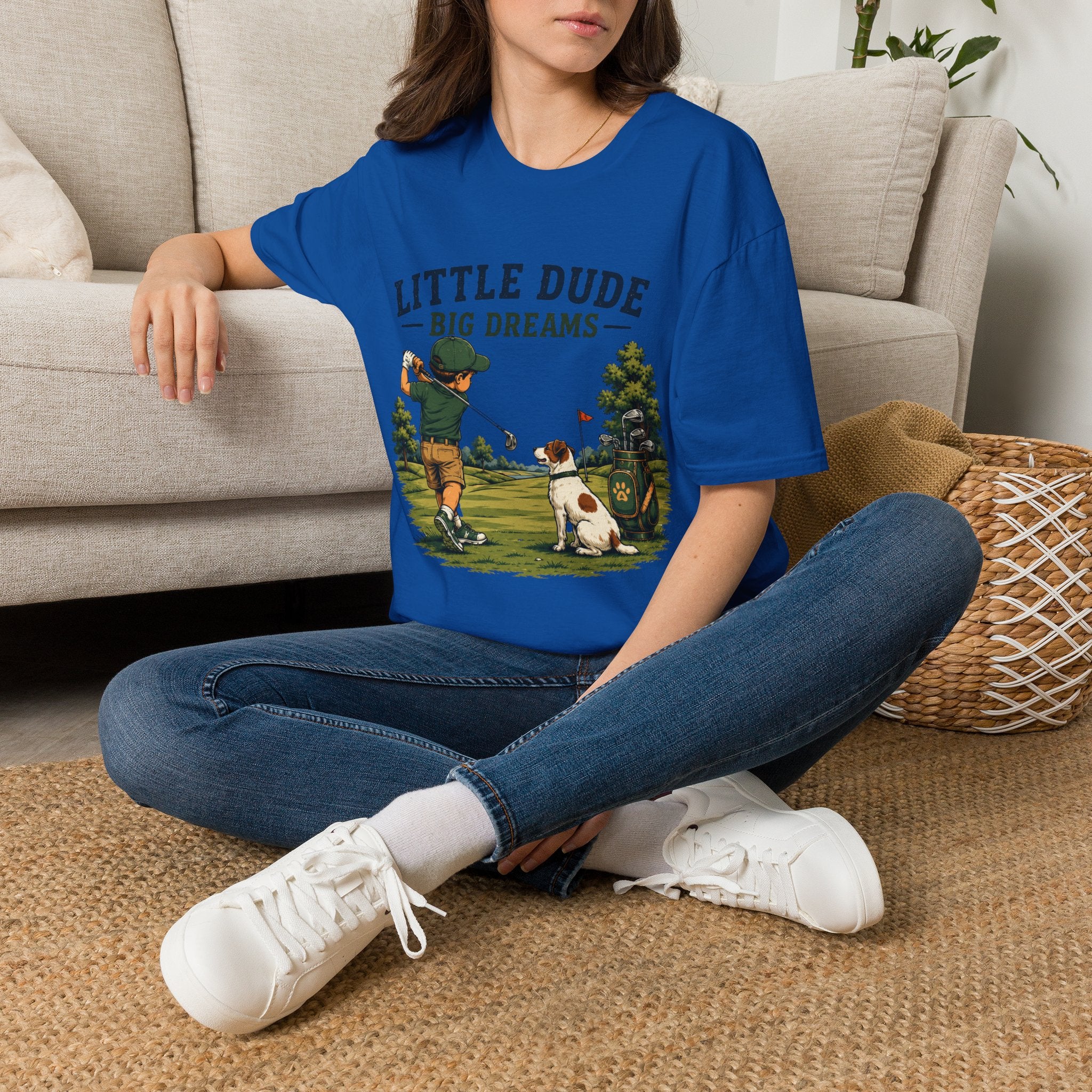 Little Dude Big Dreams T-Shirt — Kids Golf Vintage Design